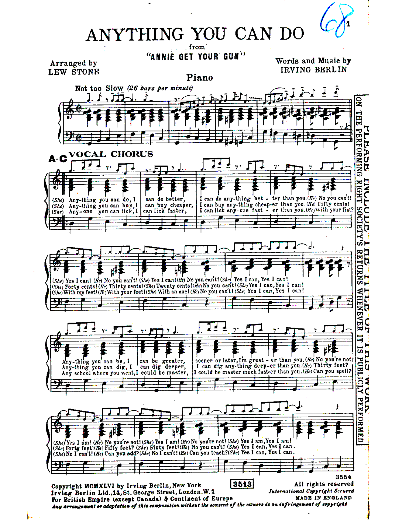 Anything You Can Do — sheet music preview