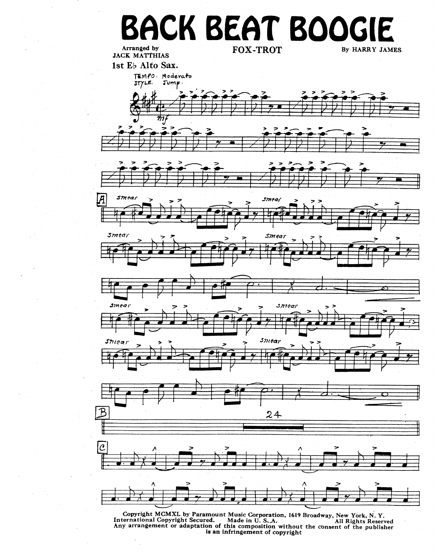 Back Beat Boogie — sheet music preview