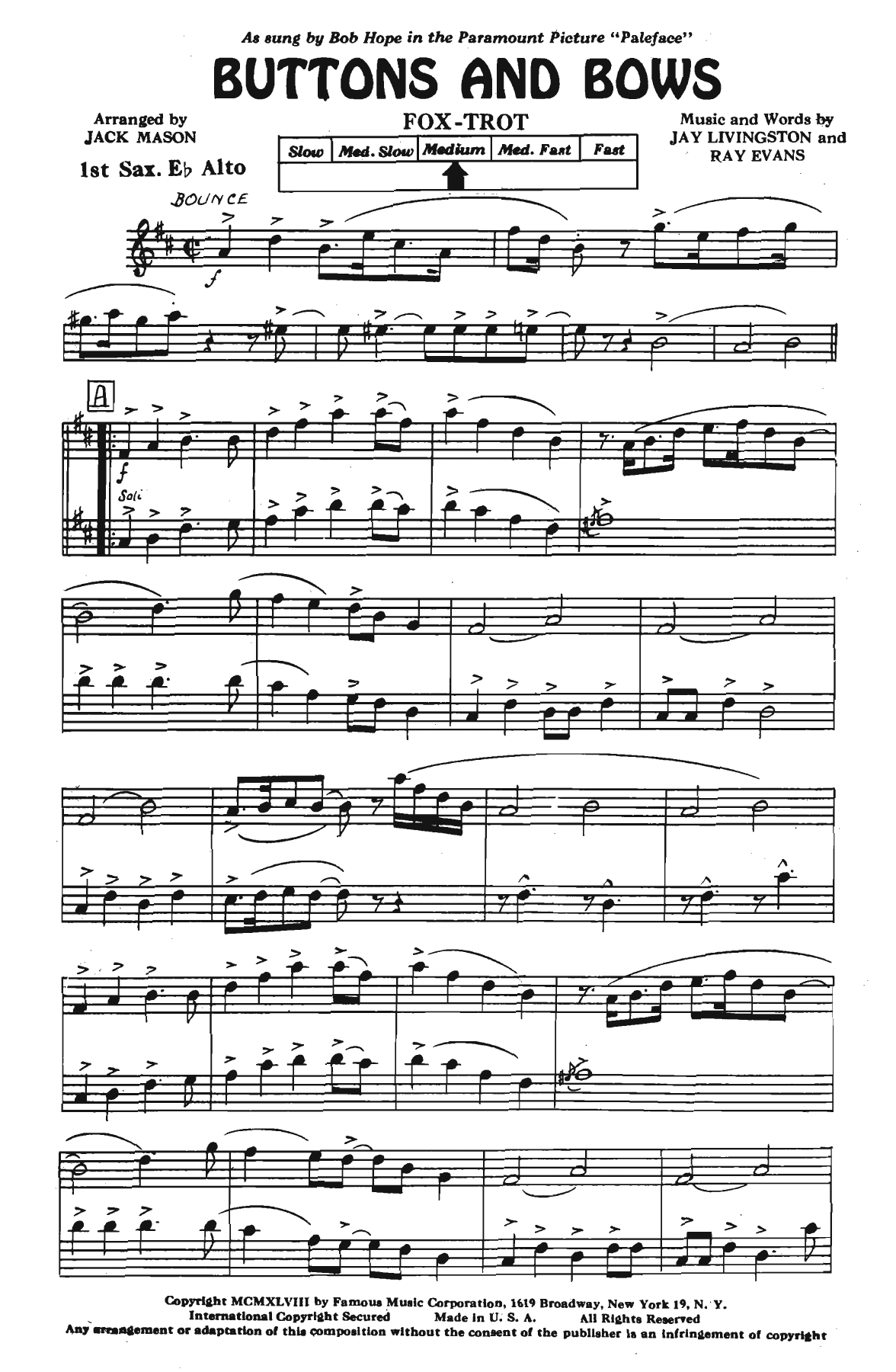 Buttons And Bows — sheet music preview