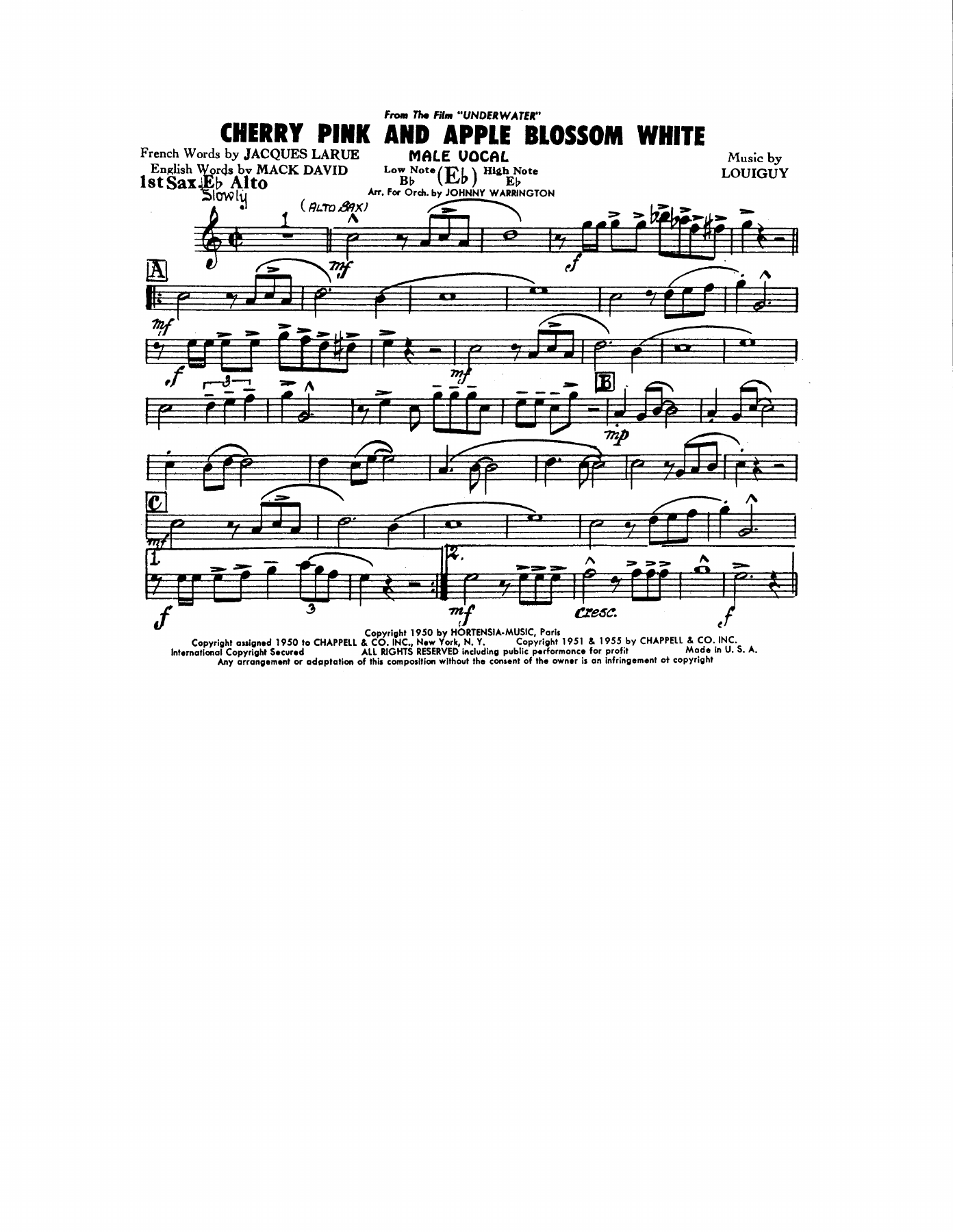 Cherry Pink And Apple Blossom White — sheet music preview