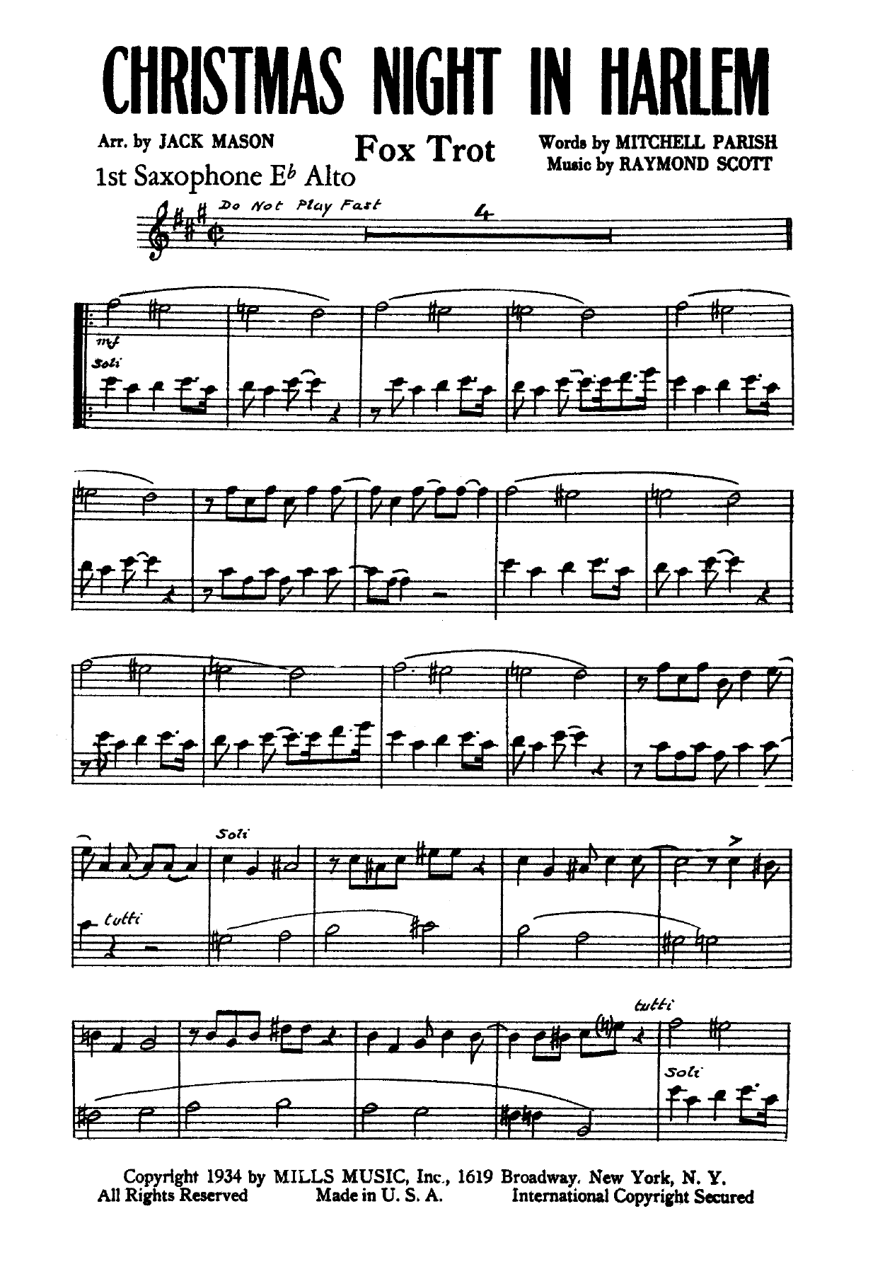 Christmas Night In Harlem — sheet music preview