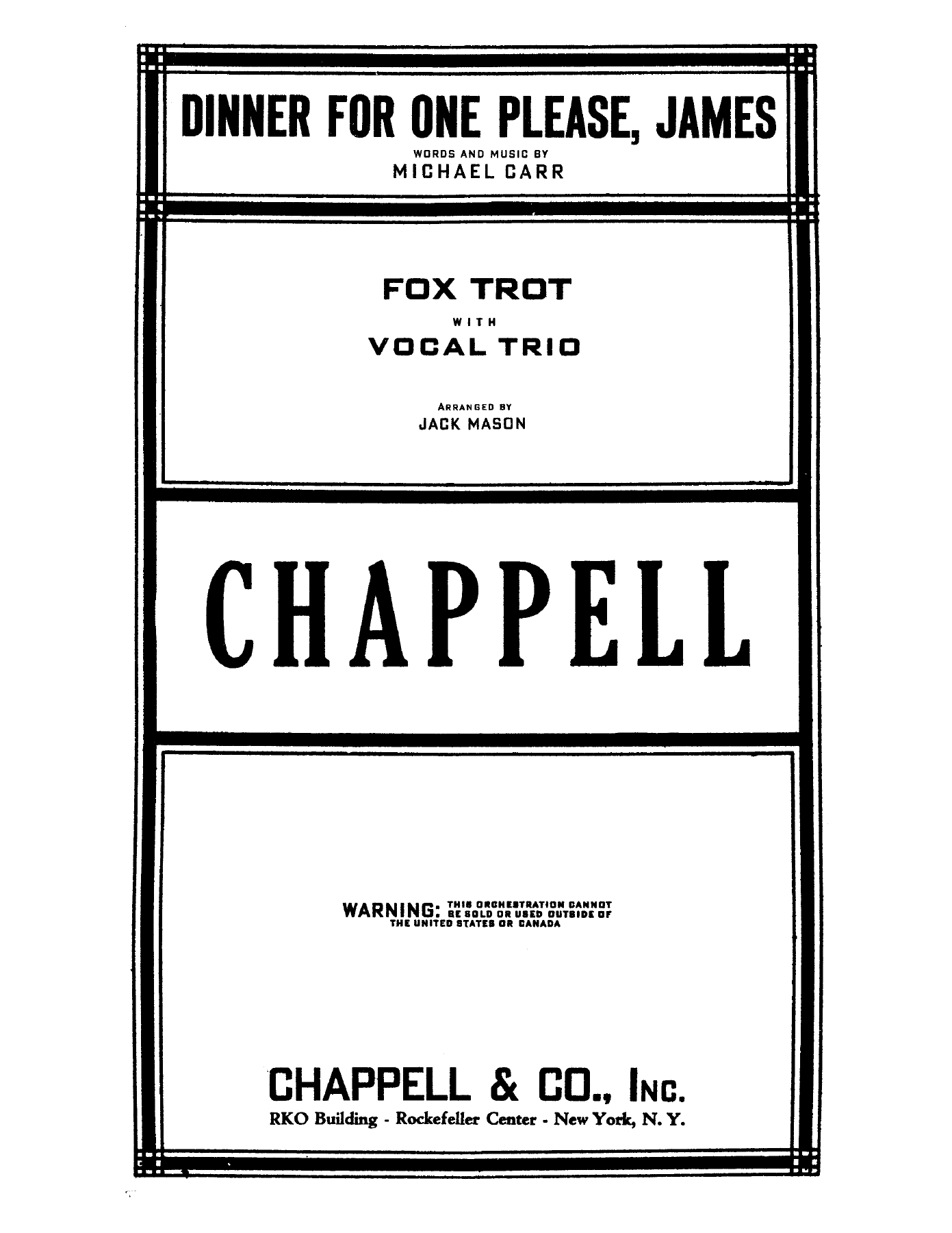 Dinner For One, Please James — sheet music preview