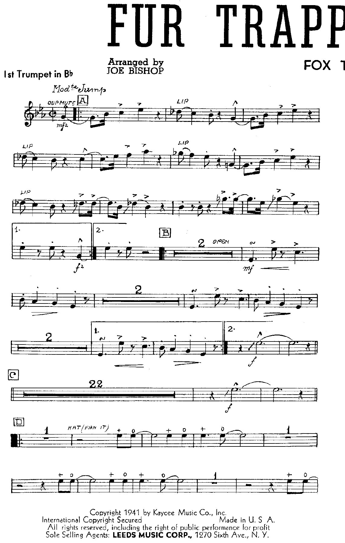 Fur Trapper's Ball — sheet music preview