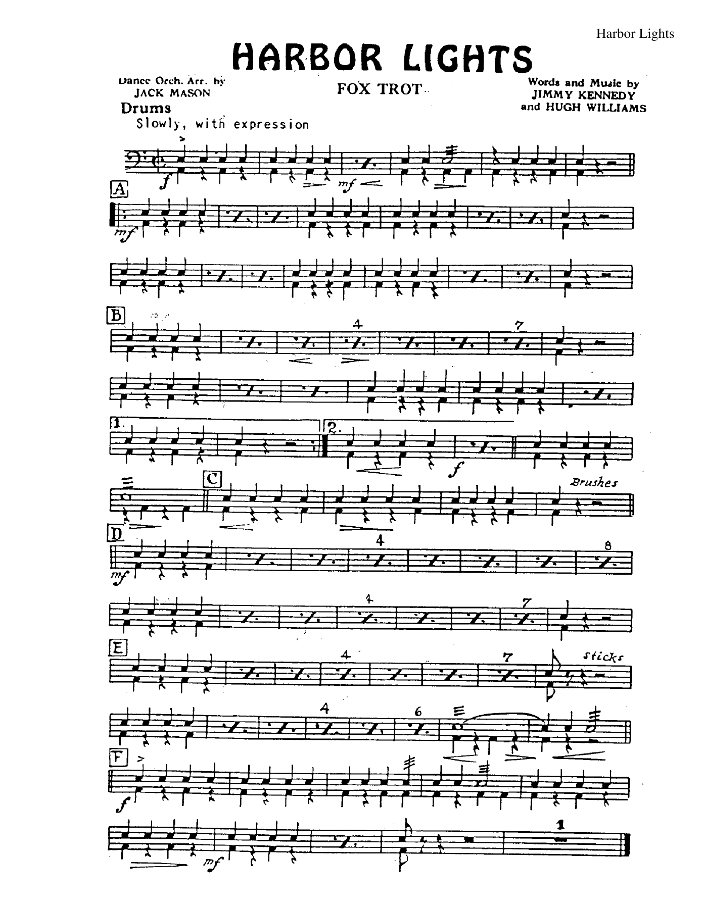 Harbor Lights — sheet music preview