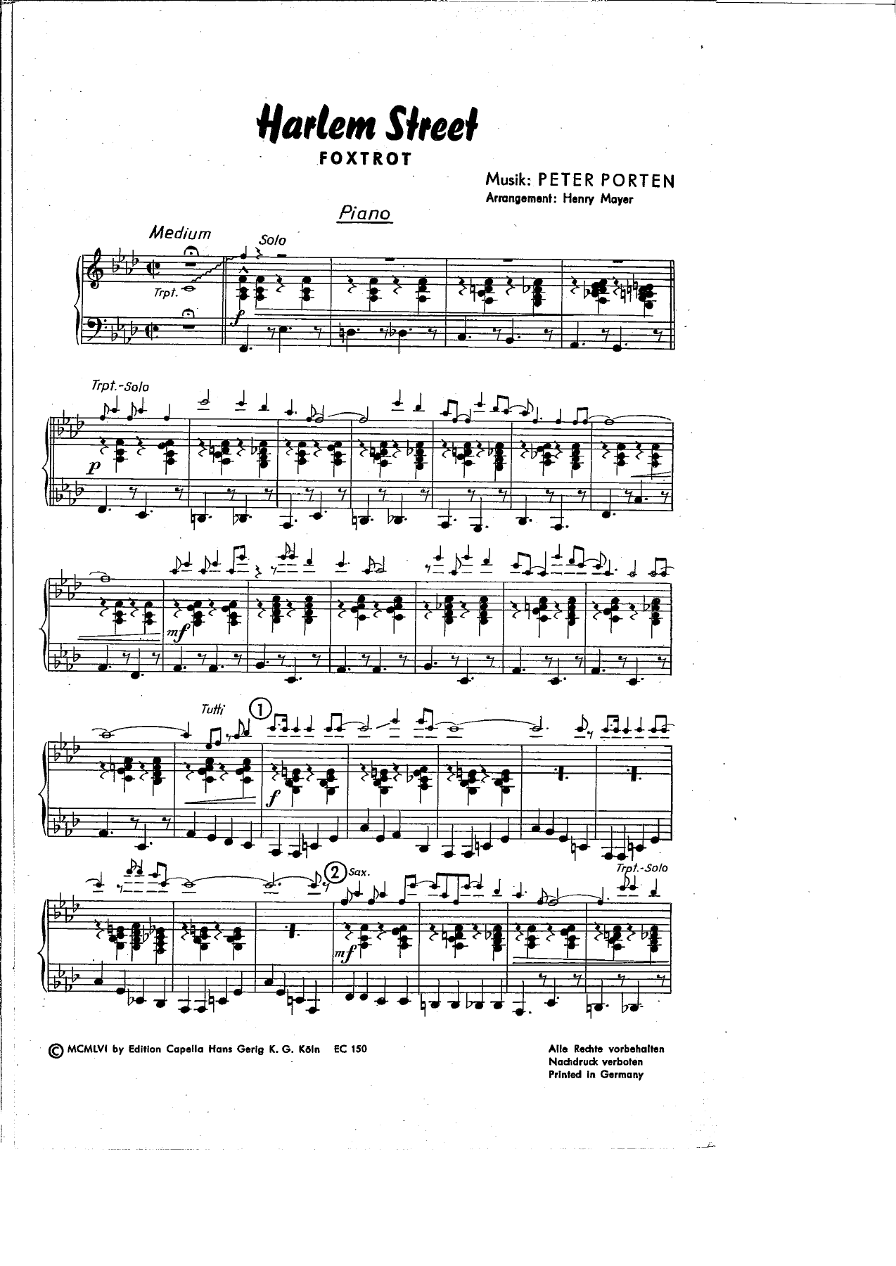 Harlem Street — sheet music preview