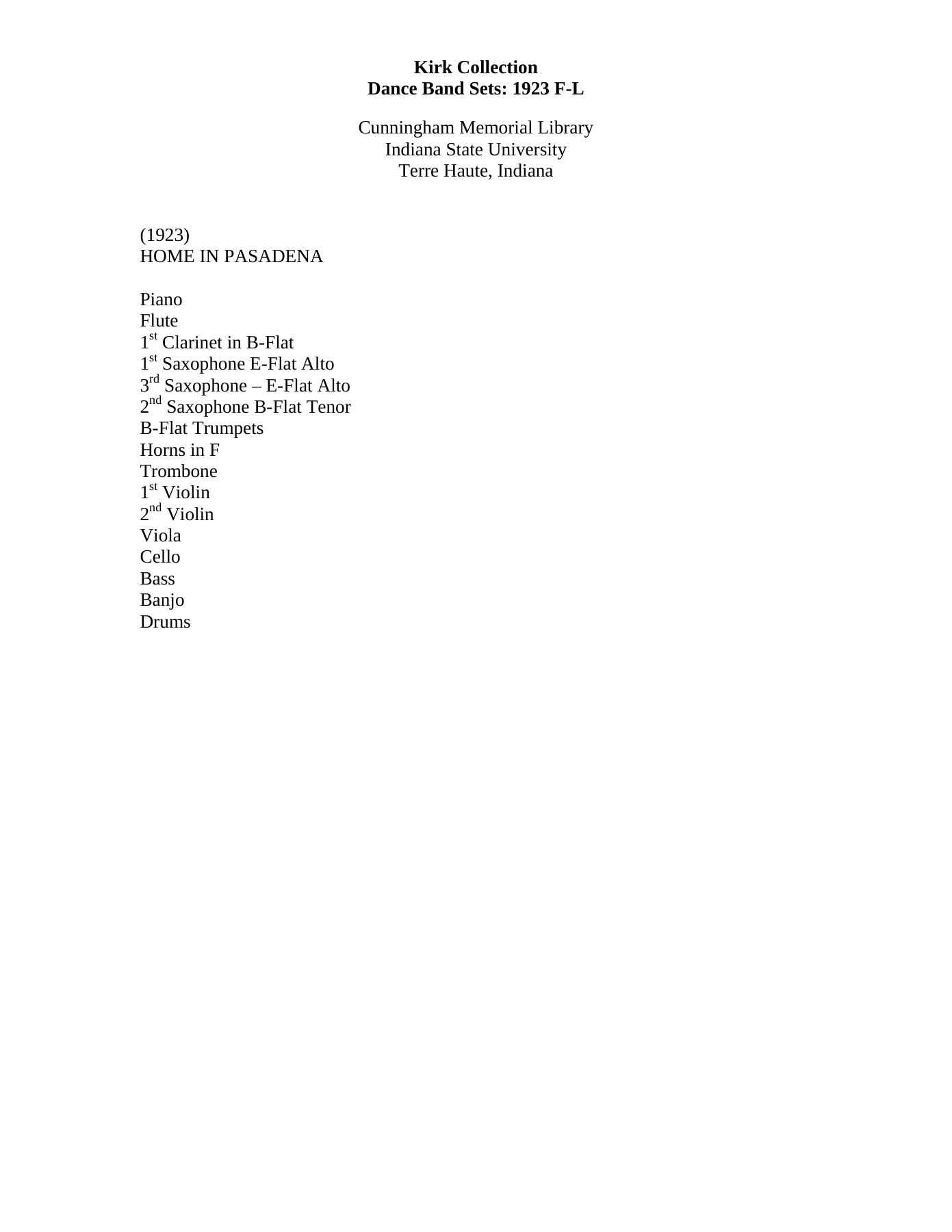 Home In Pasadena — sheet music preview