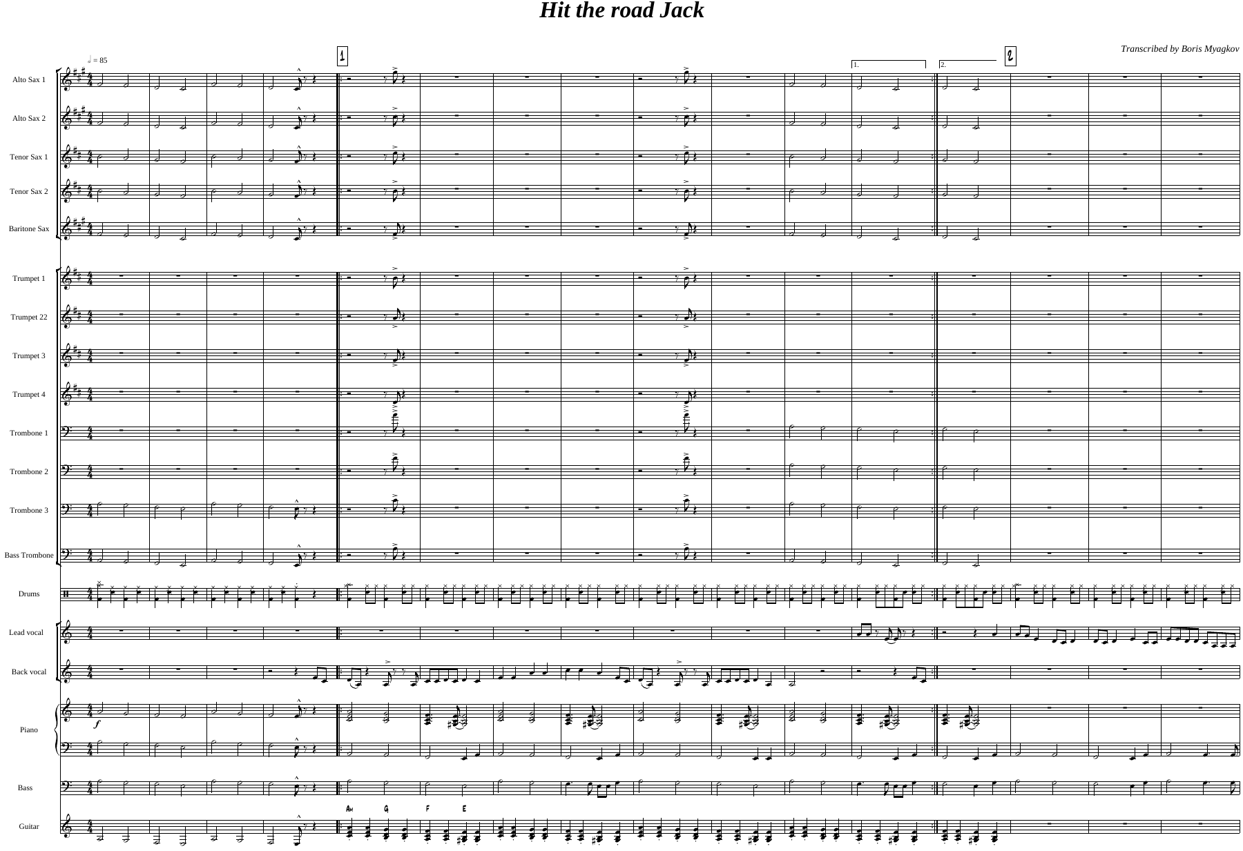Hit The Road Jack — sheet music preview