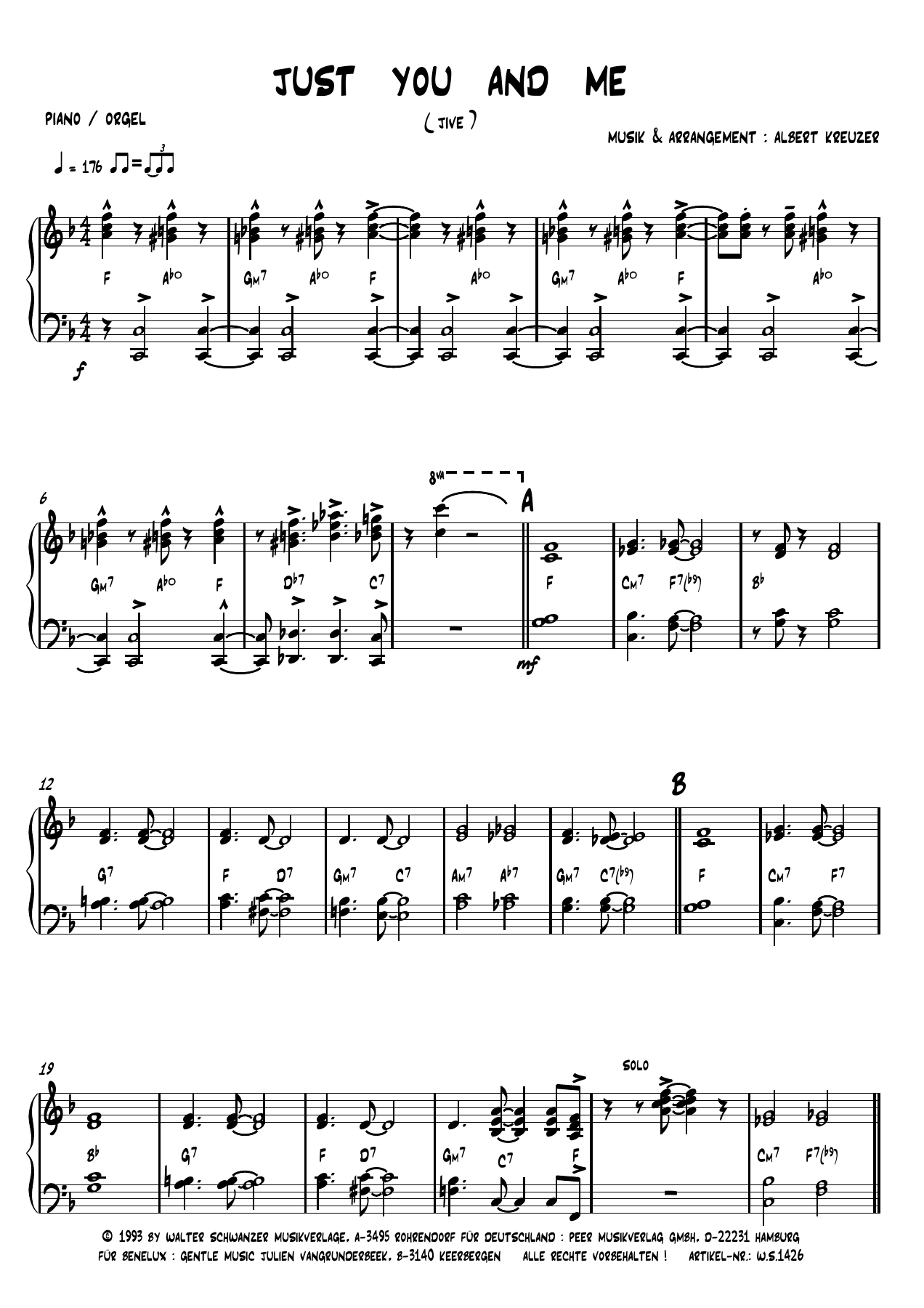 Just You And Me — sheet music preview