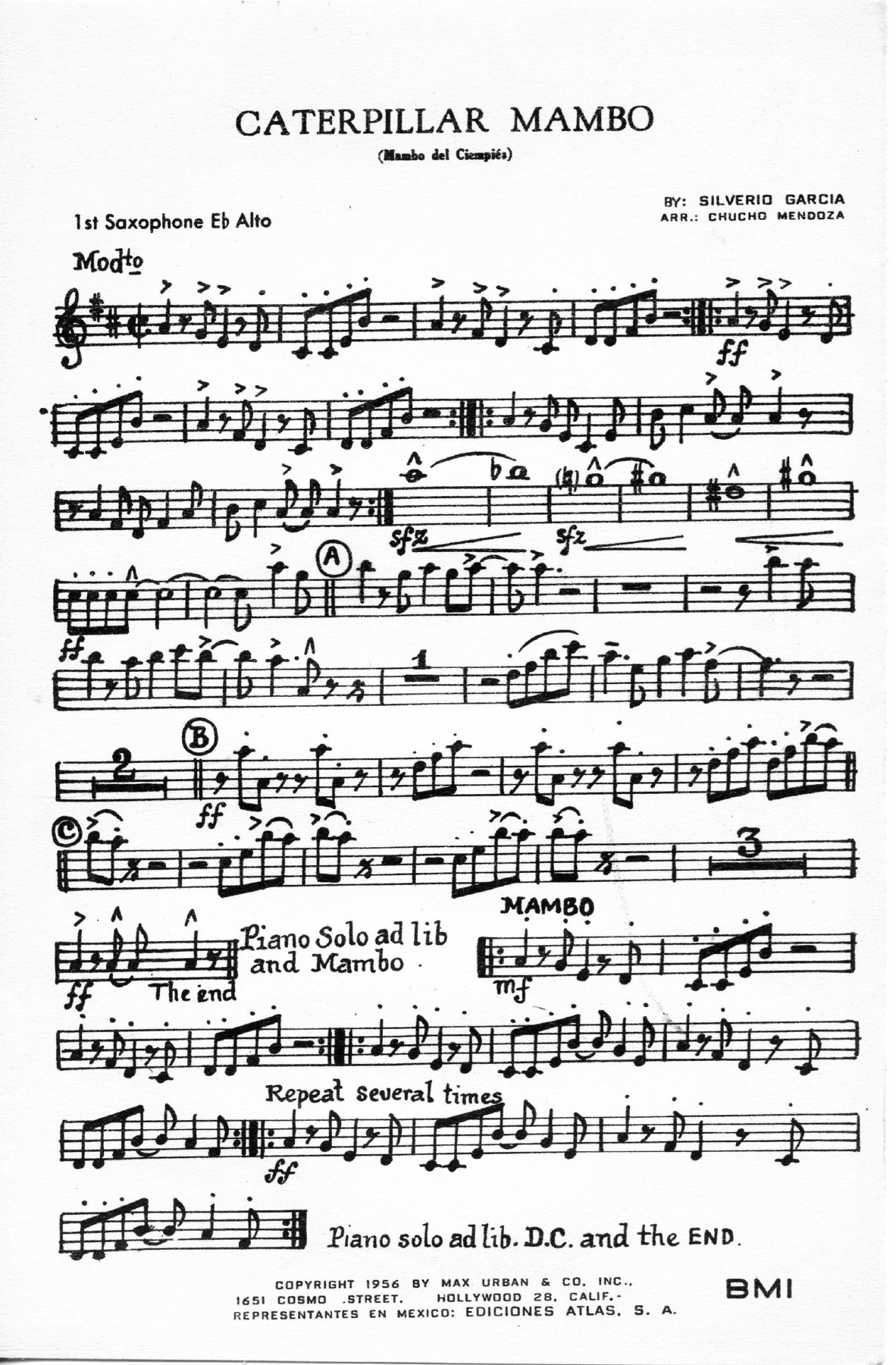 Caterpillar Mambo — sheet music preview