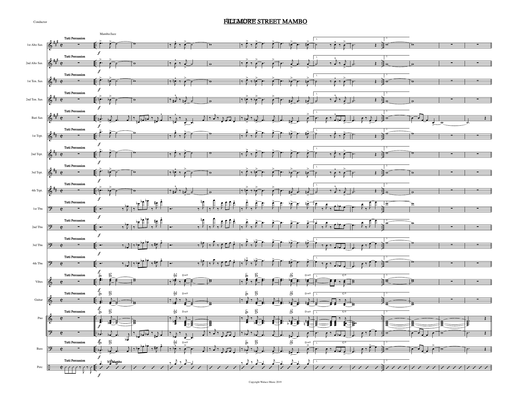 Fillmore Street Mambo — sheet music preview