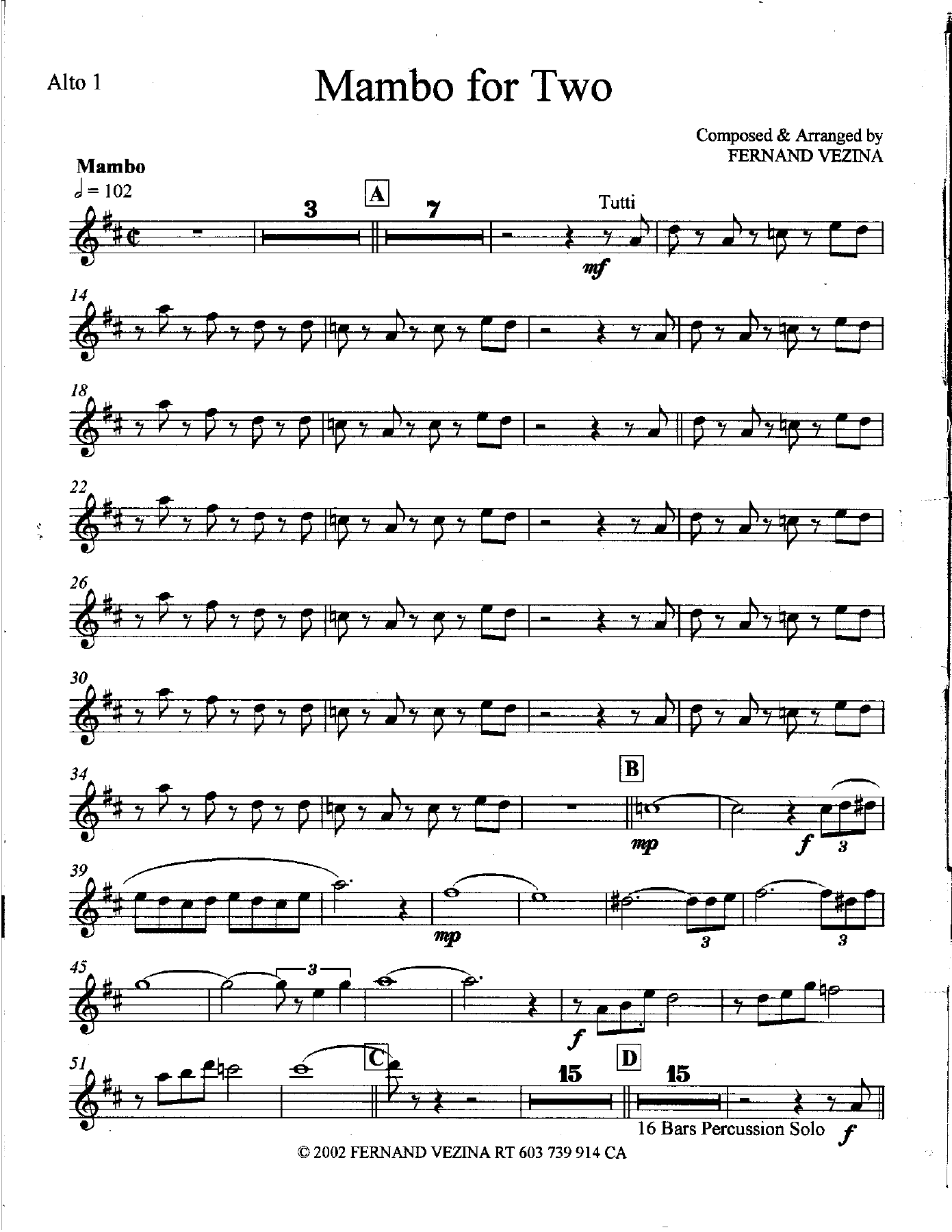 Mambo For Two — sheet music preview