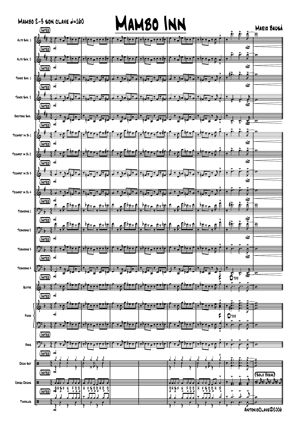 Mambo Inn — sheet music preview