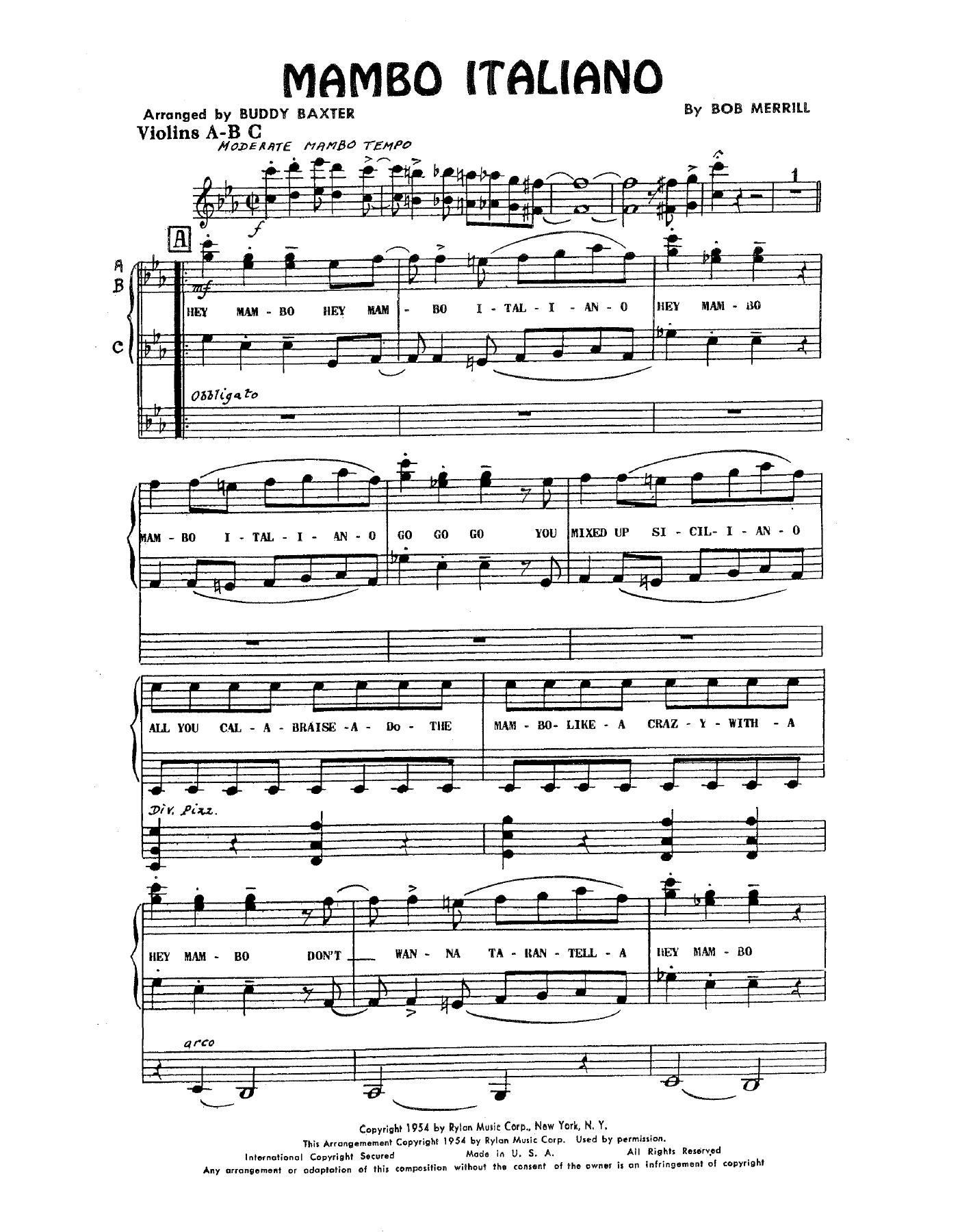 Mambo Italiano — sheet music preview