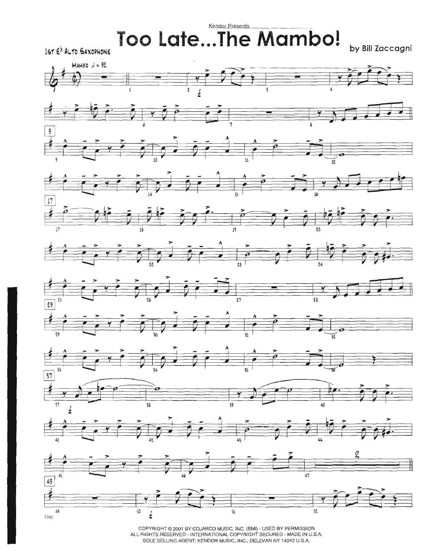 Too Late.... The Mambo — sheet music preview