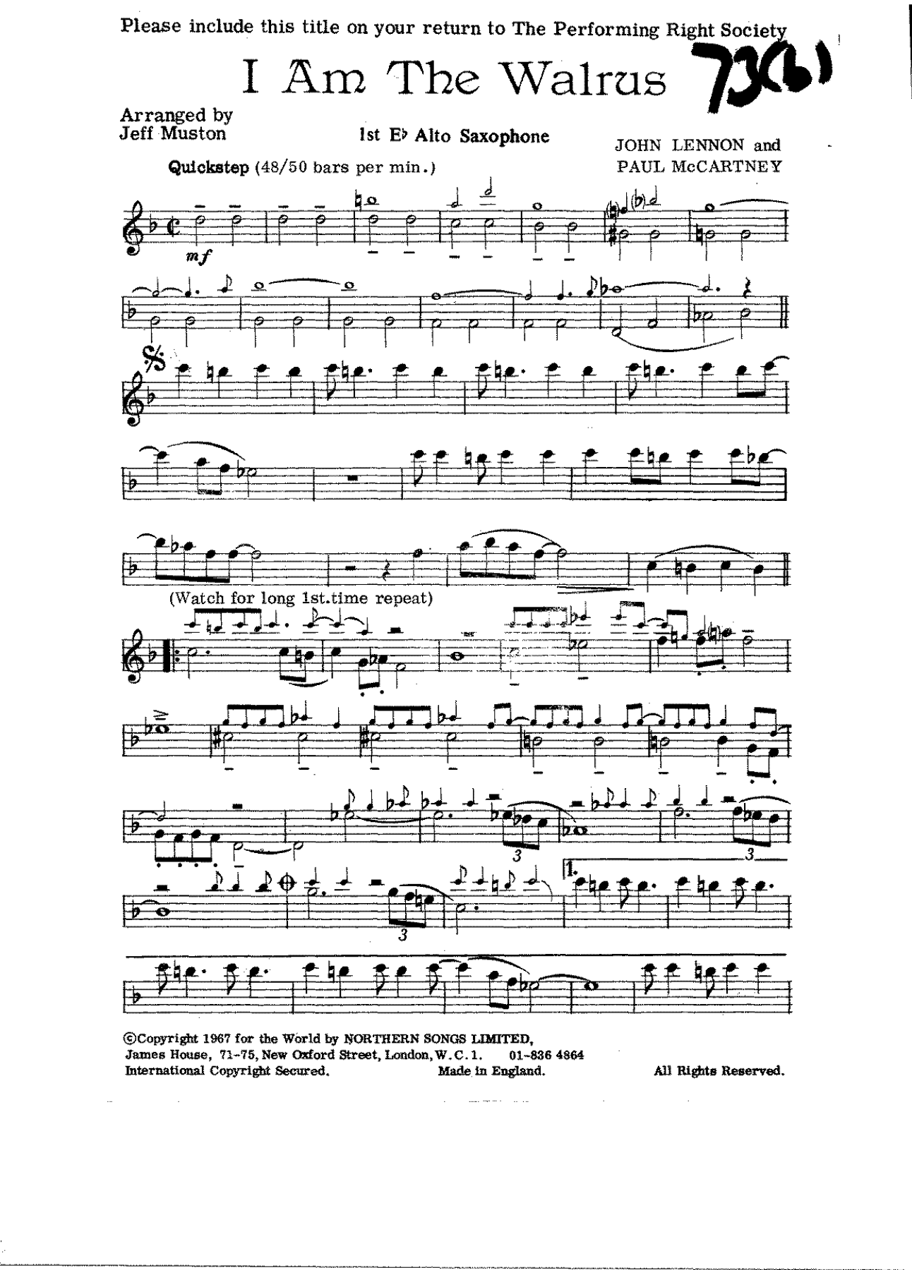 I Am The Walrus — Big Band sheet music by J. Muston | Quickstep
