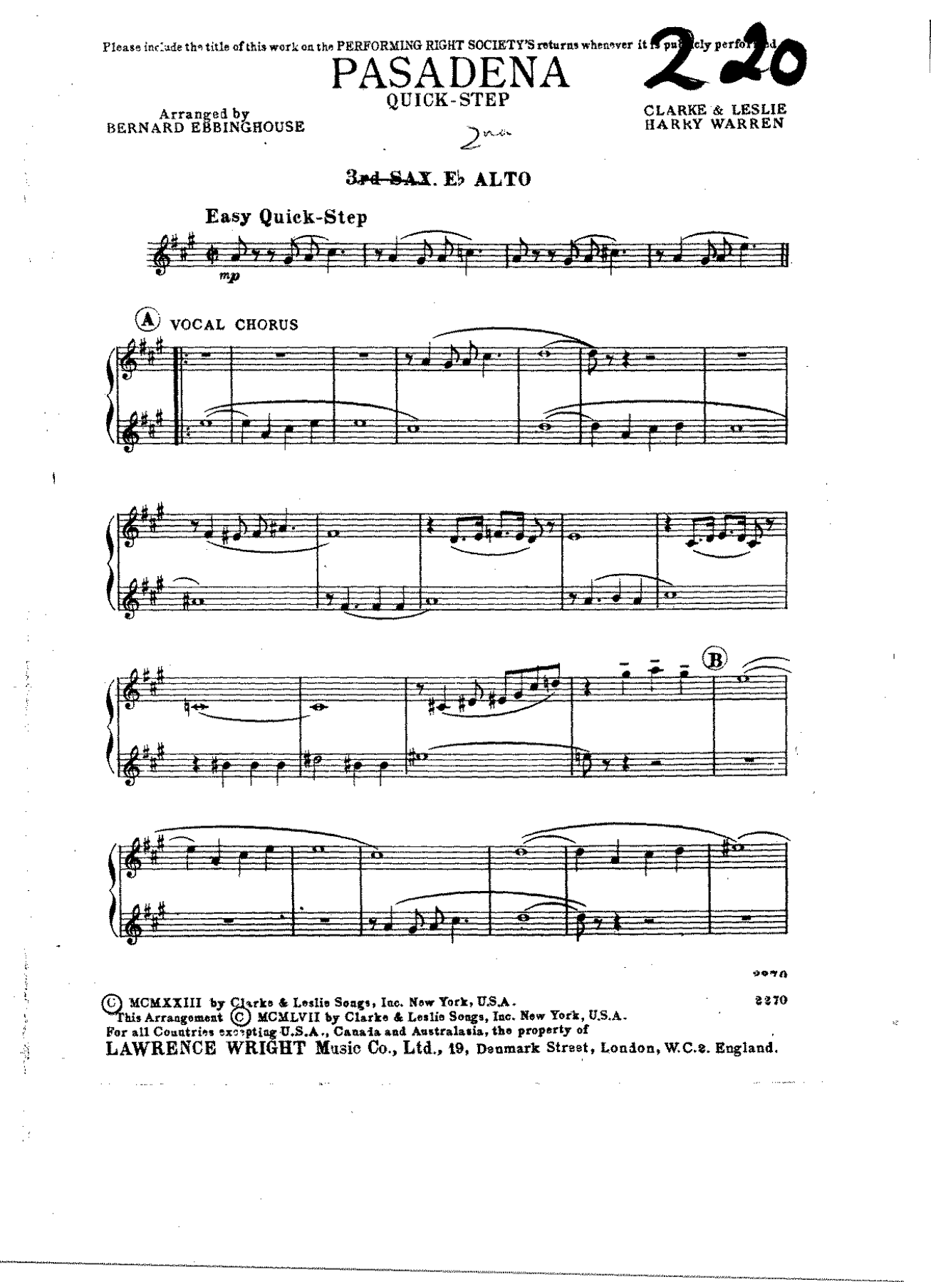 Pasadena — sheet music preview