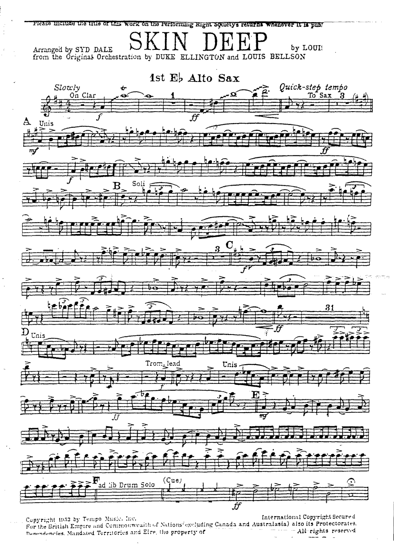 Skin Deep — sheet music preview
