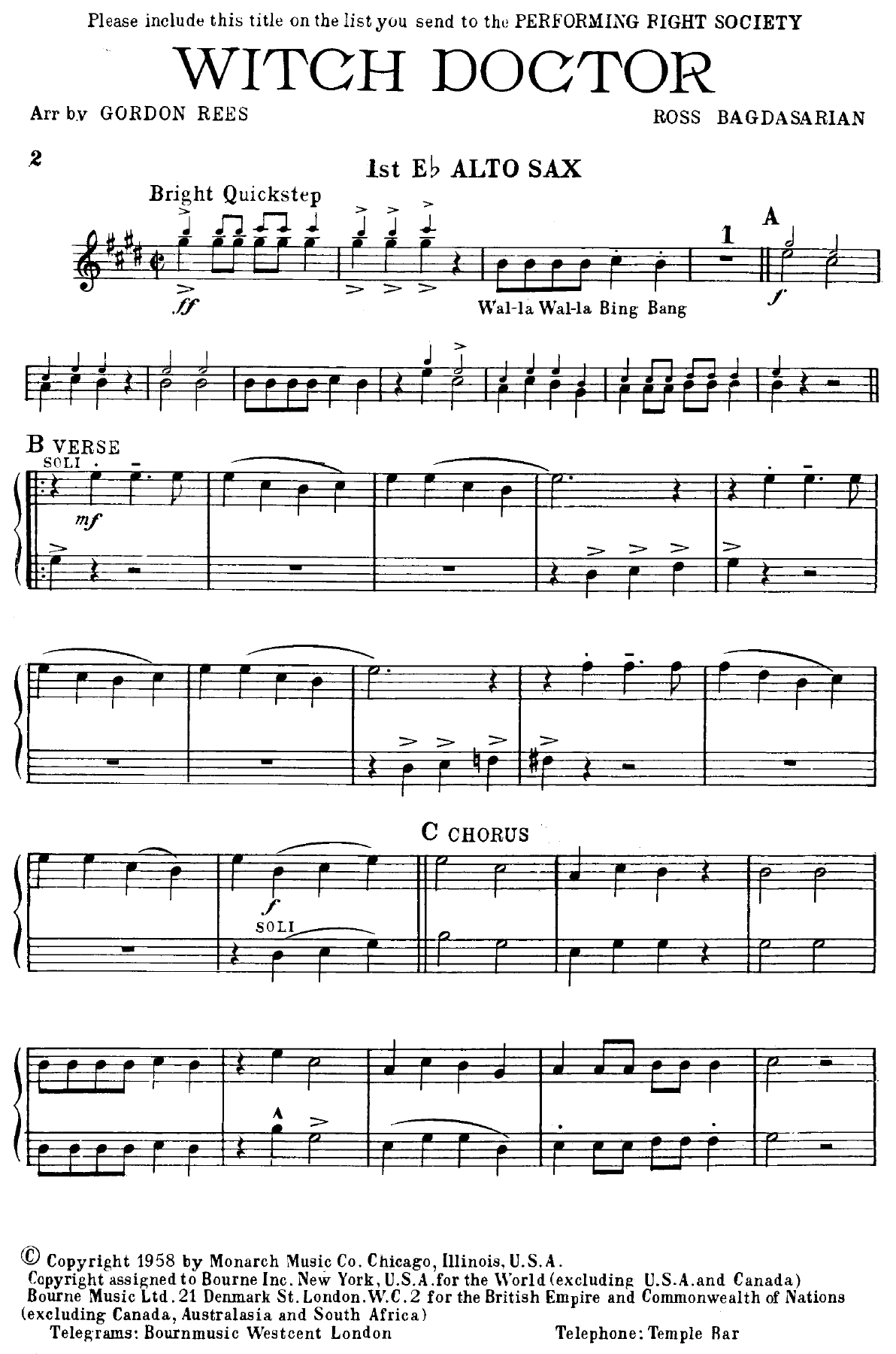 Witch Doctor — sheet music preview