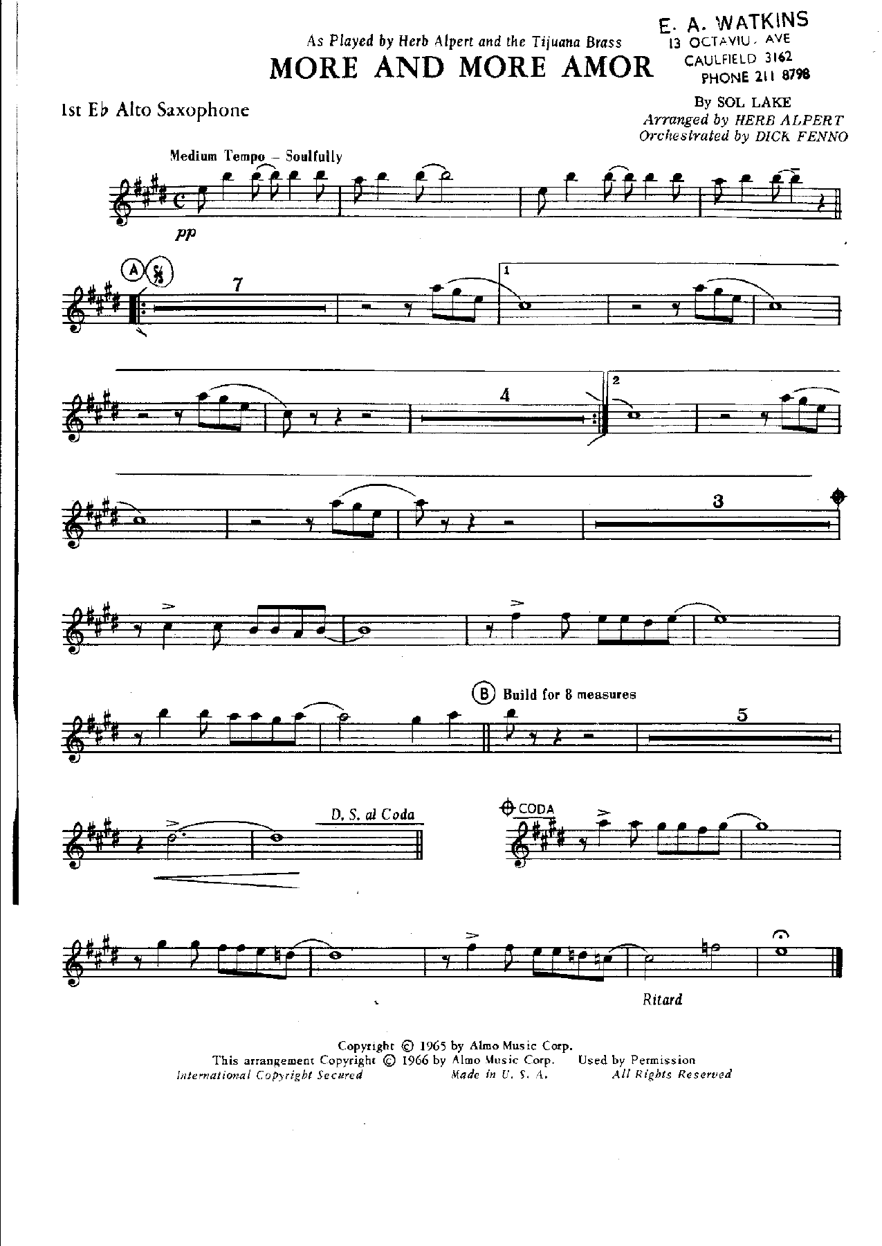 More And More Amore — sheet music preview