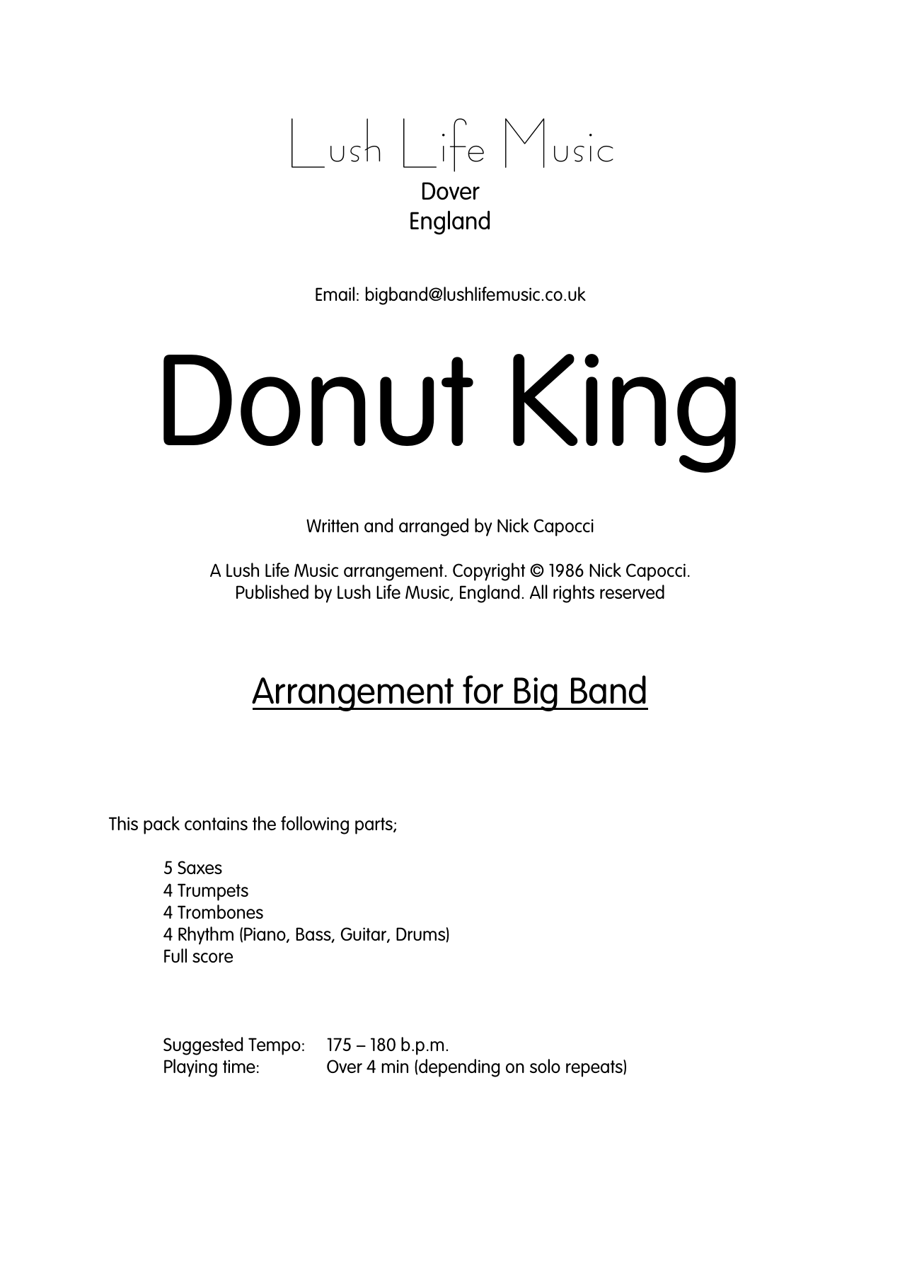 Donut King — sheet music preview