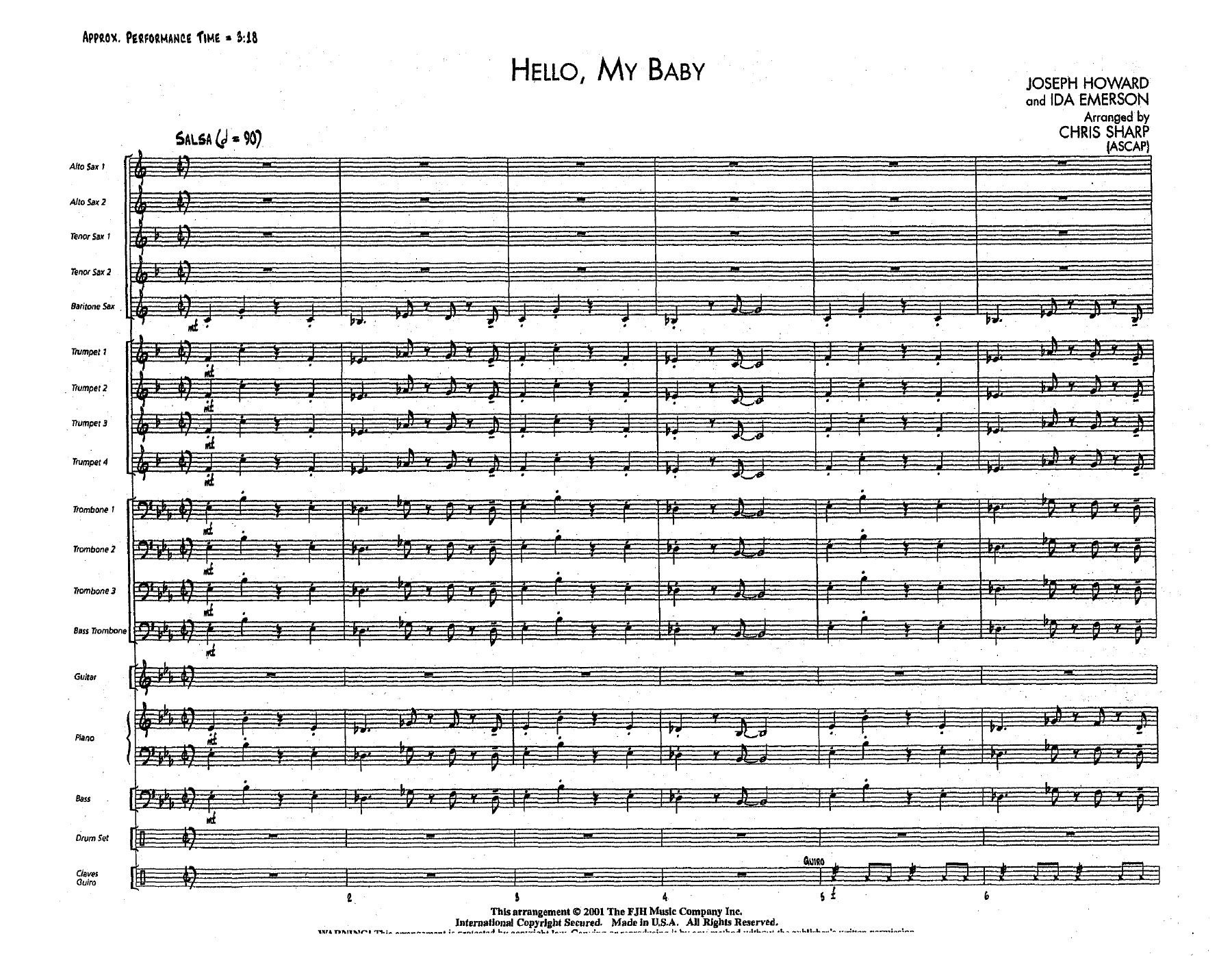 Hello, My Baby — sheet music preview