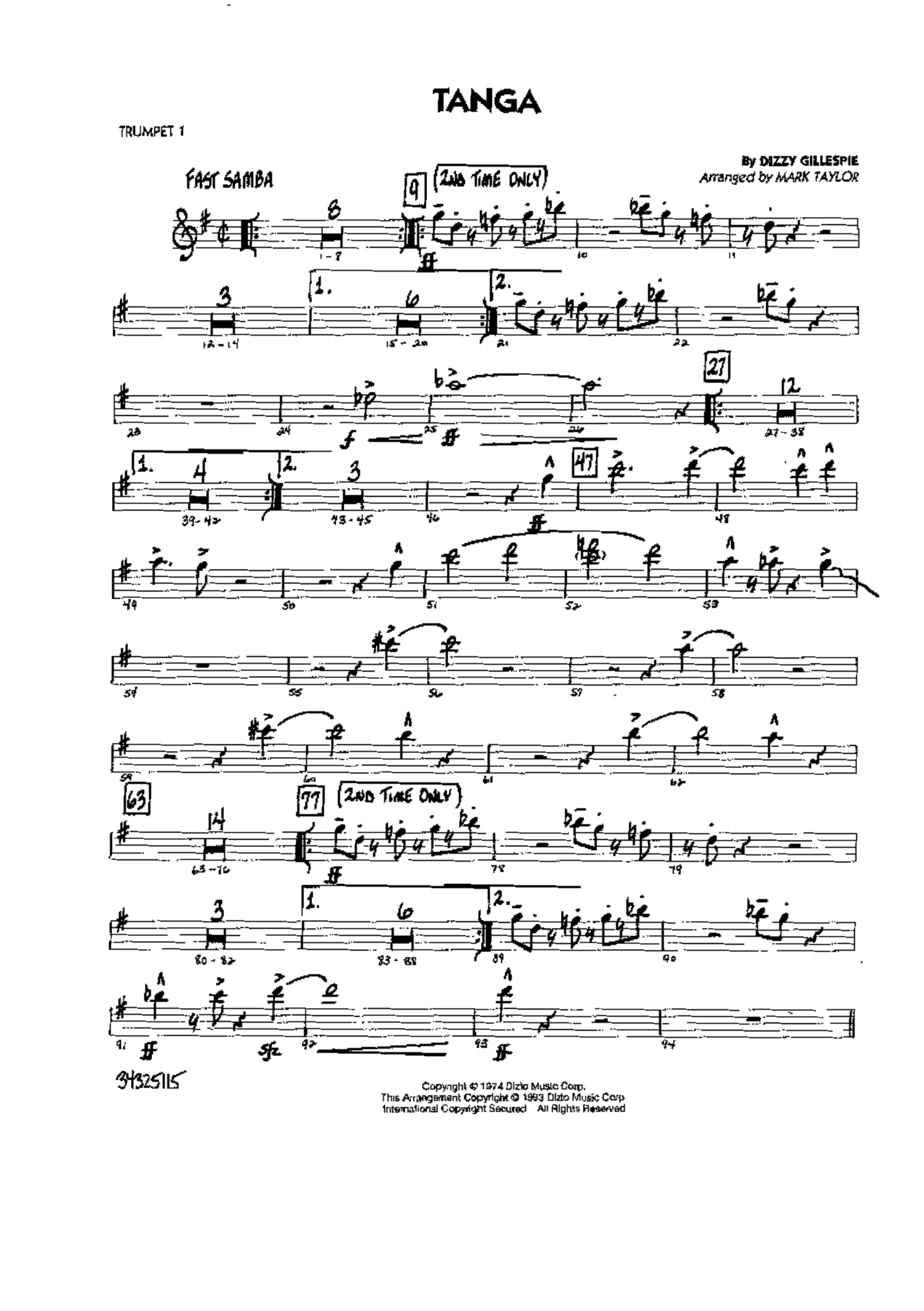 Tanga — sheet music preview