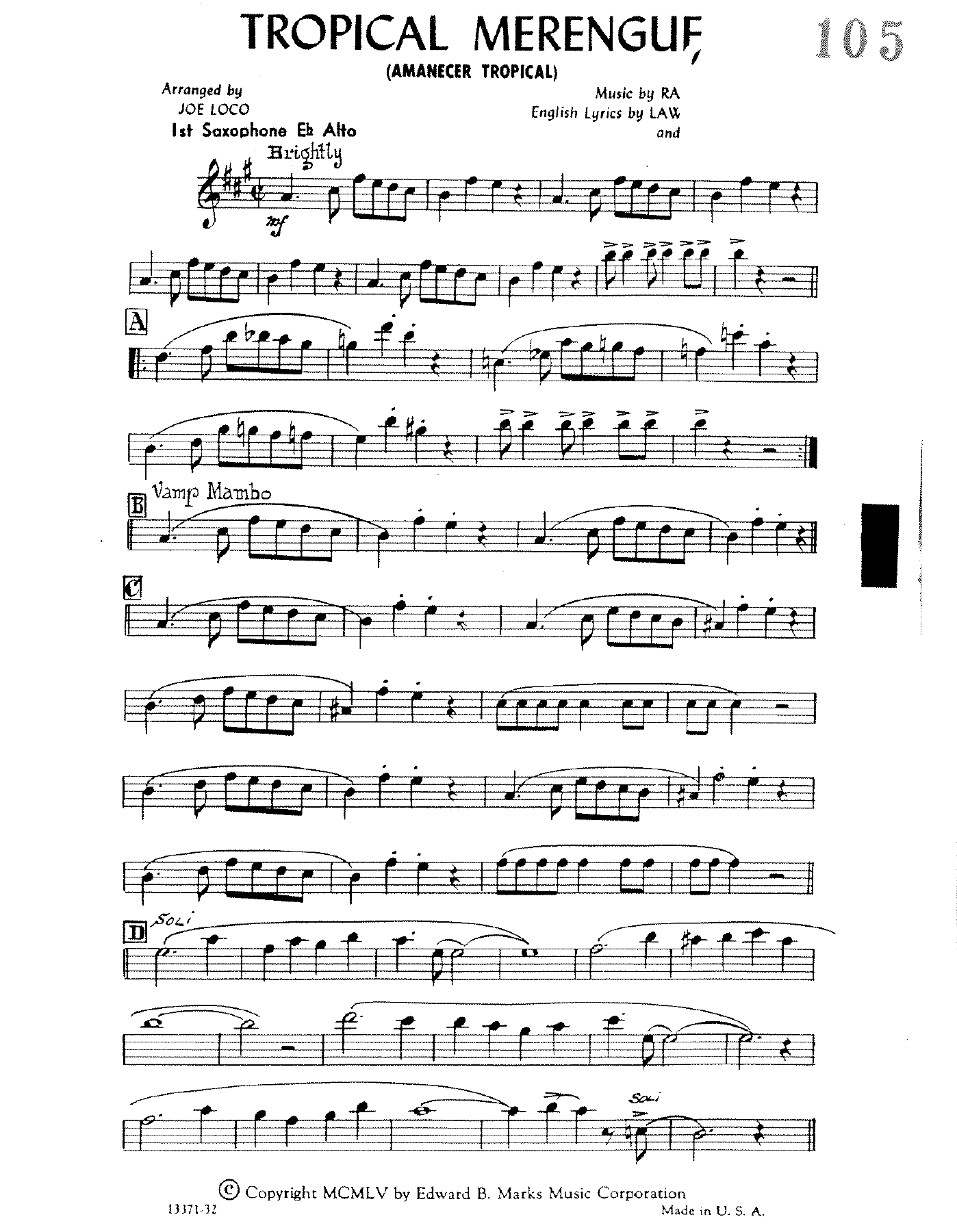 Tropical Merengue — sheet music preview