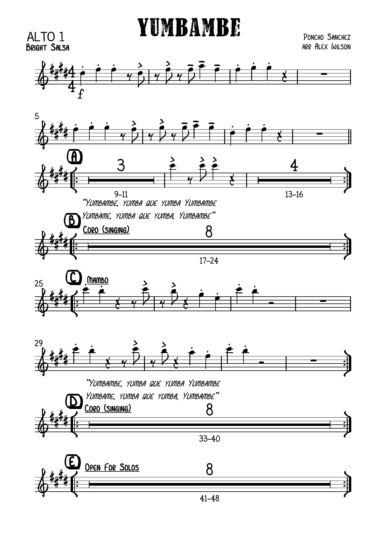 Yumbambe — sheet music preview