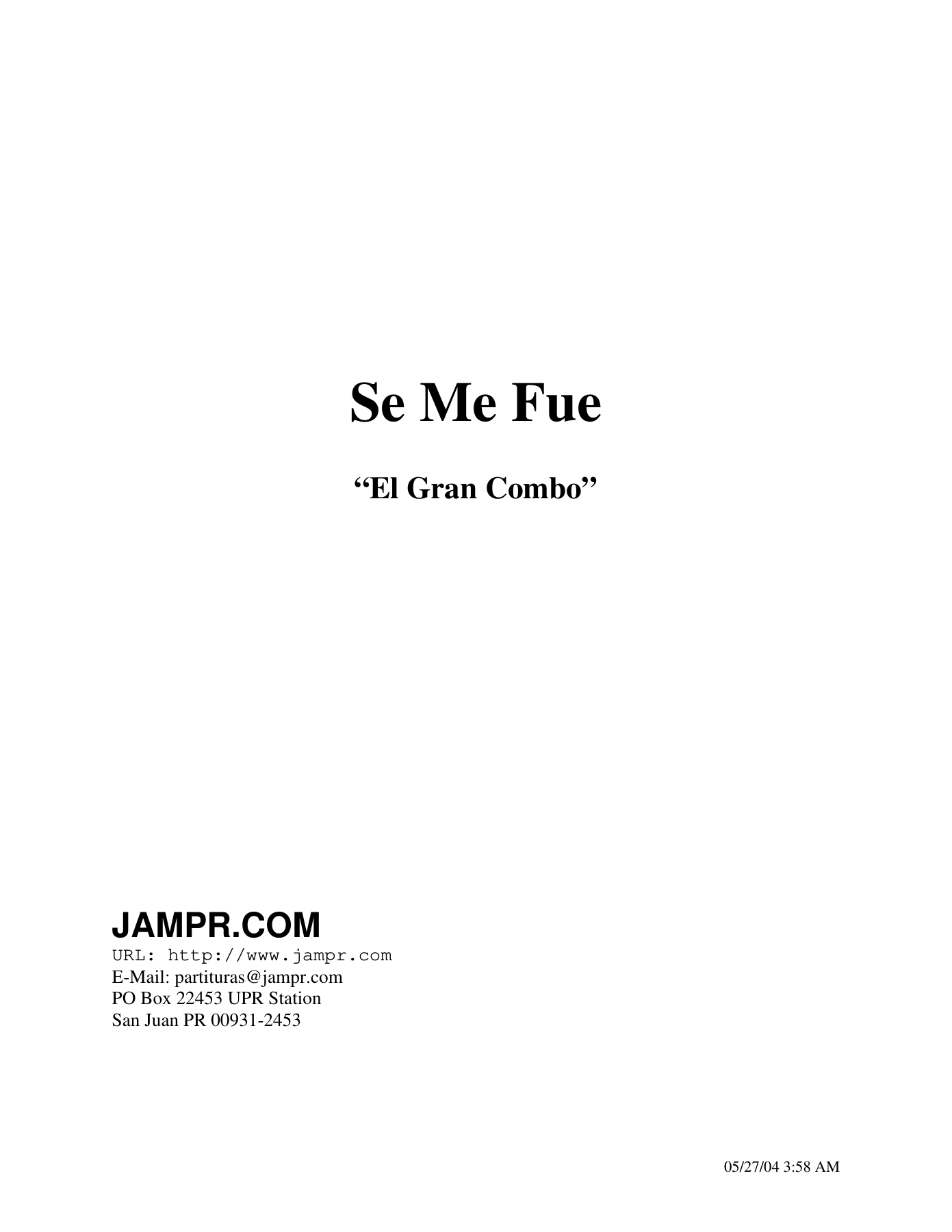 Se Me Fue - El Gran combo — sheet music preview