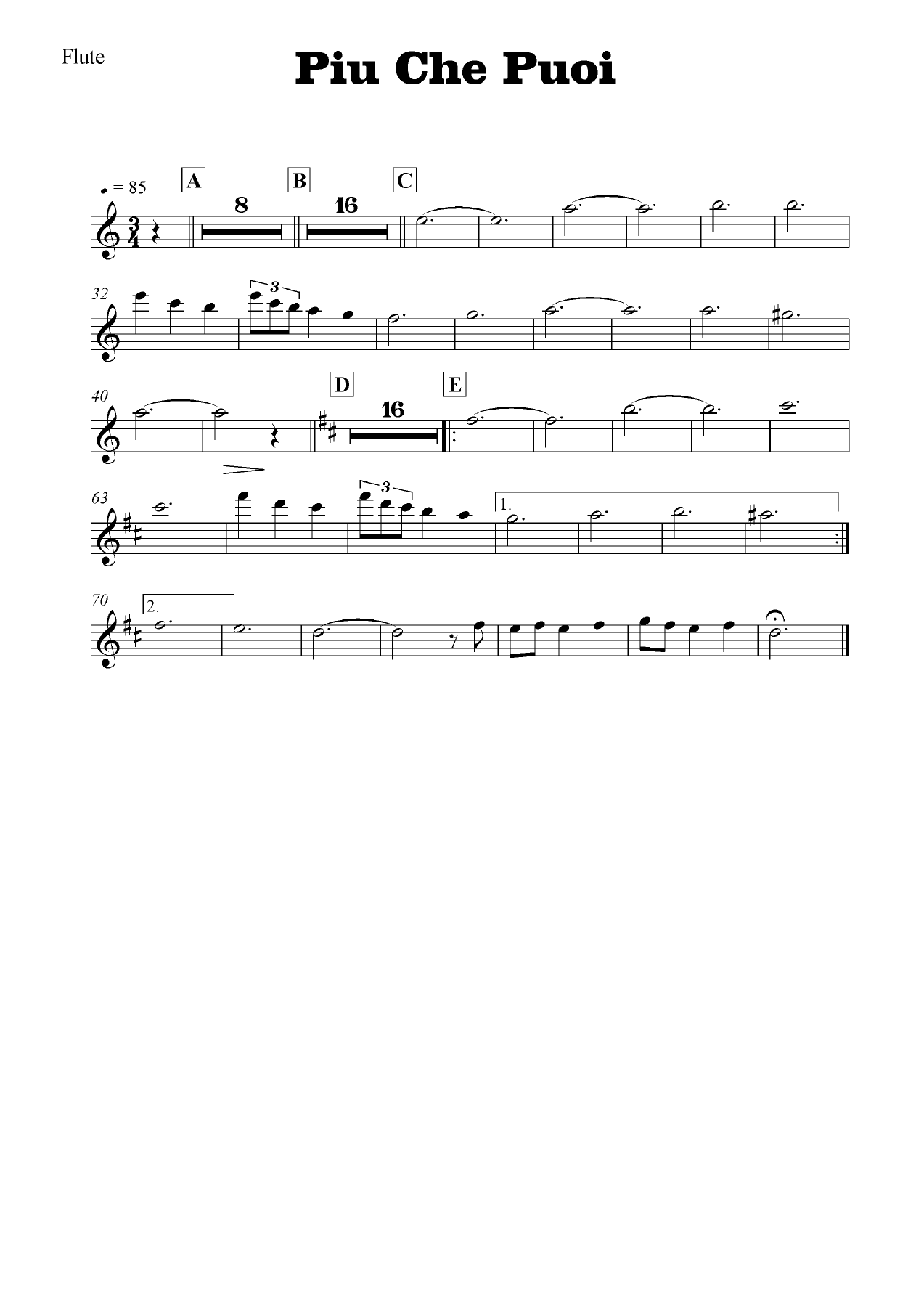 Piu Che Puoi - Cher & Ramazotti — sheet music preview