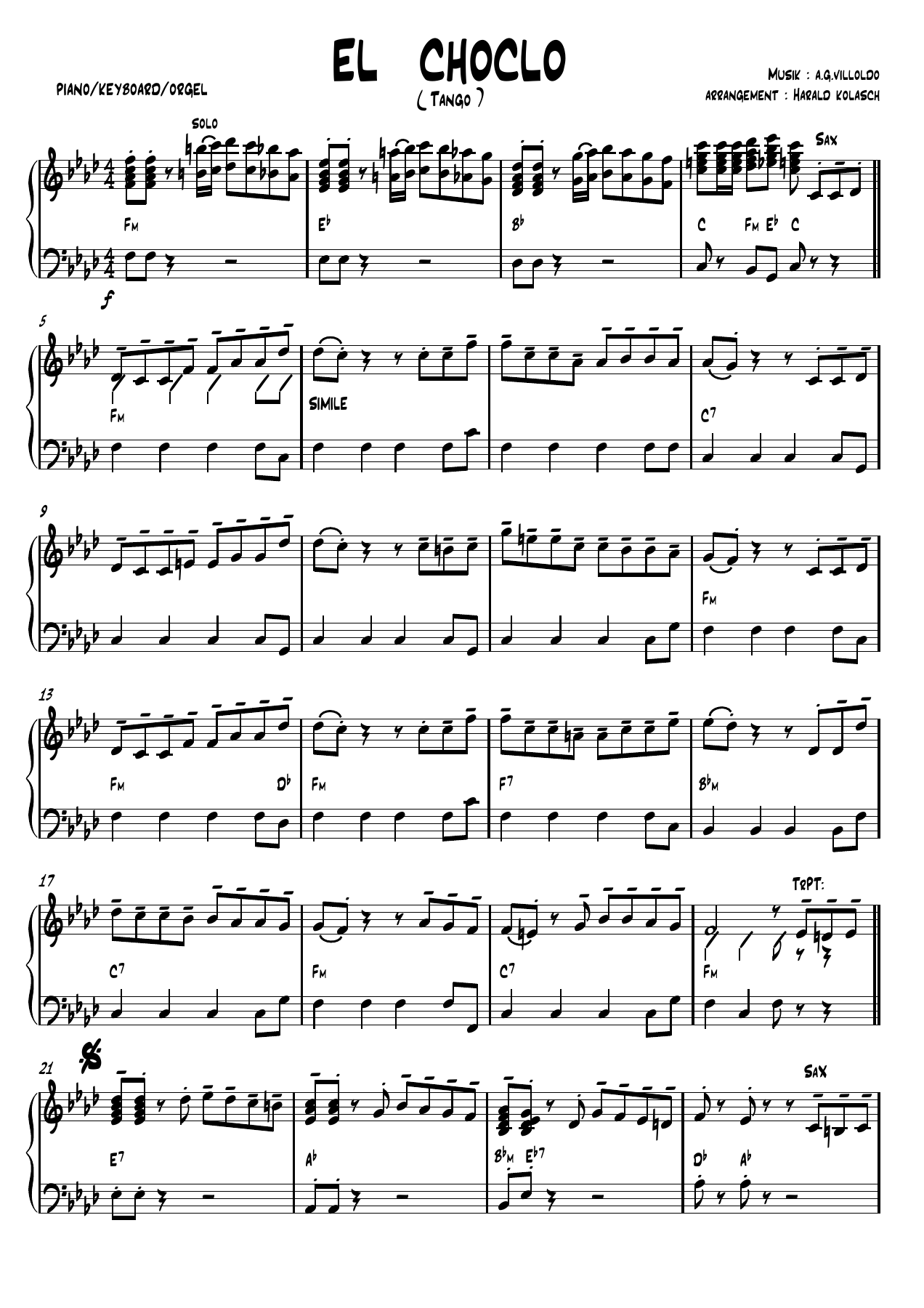 El Choclo — sheet music preview