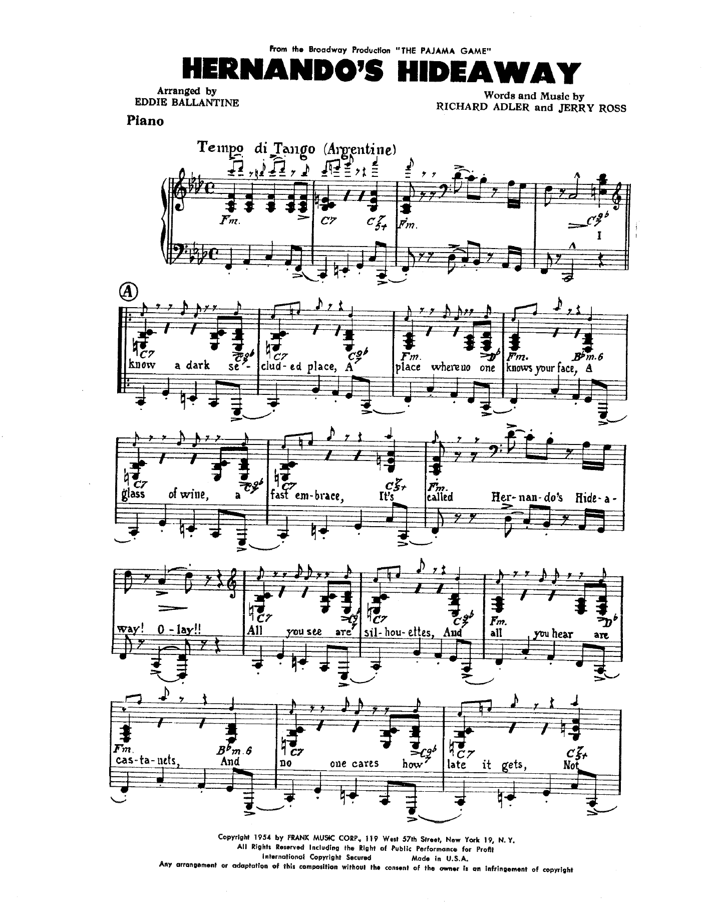 Hernandos Hideaway — sheet music preview