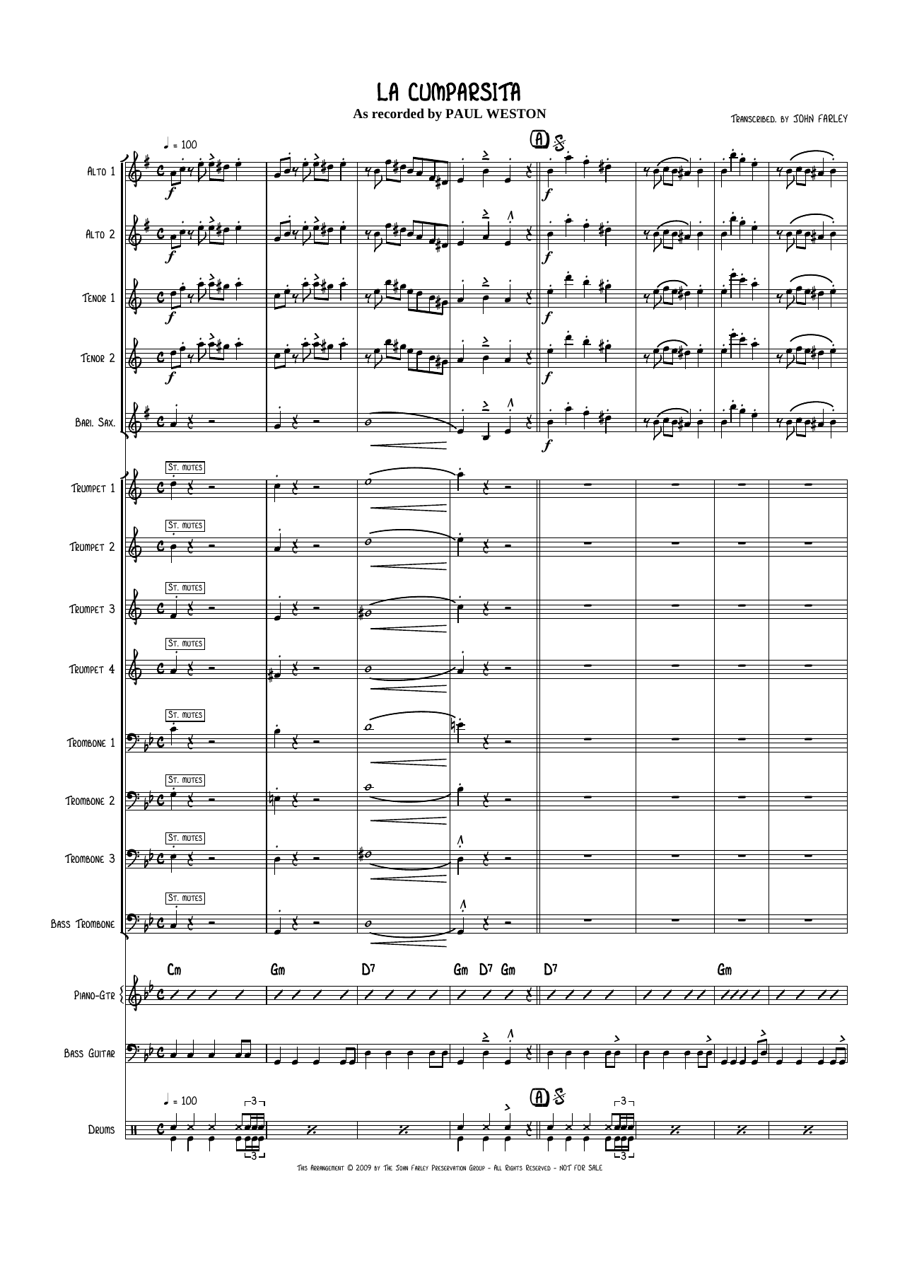 La Cumparsita — Big Band sheet music by J. Farley | Tango