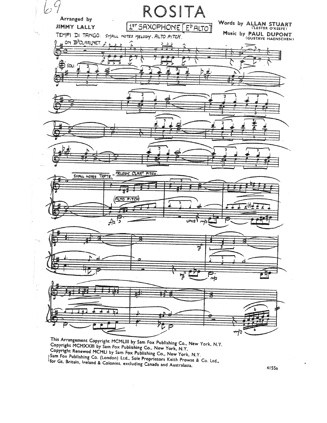 Rosita — sheet music preview