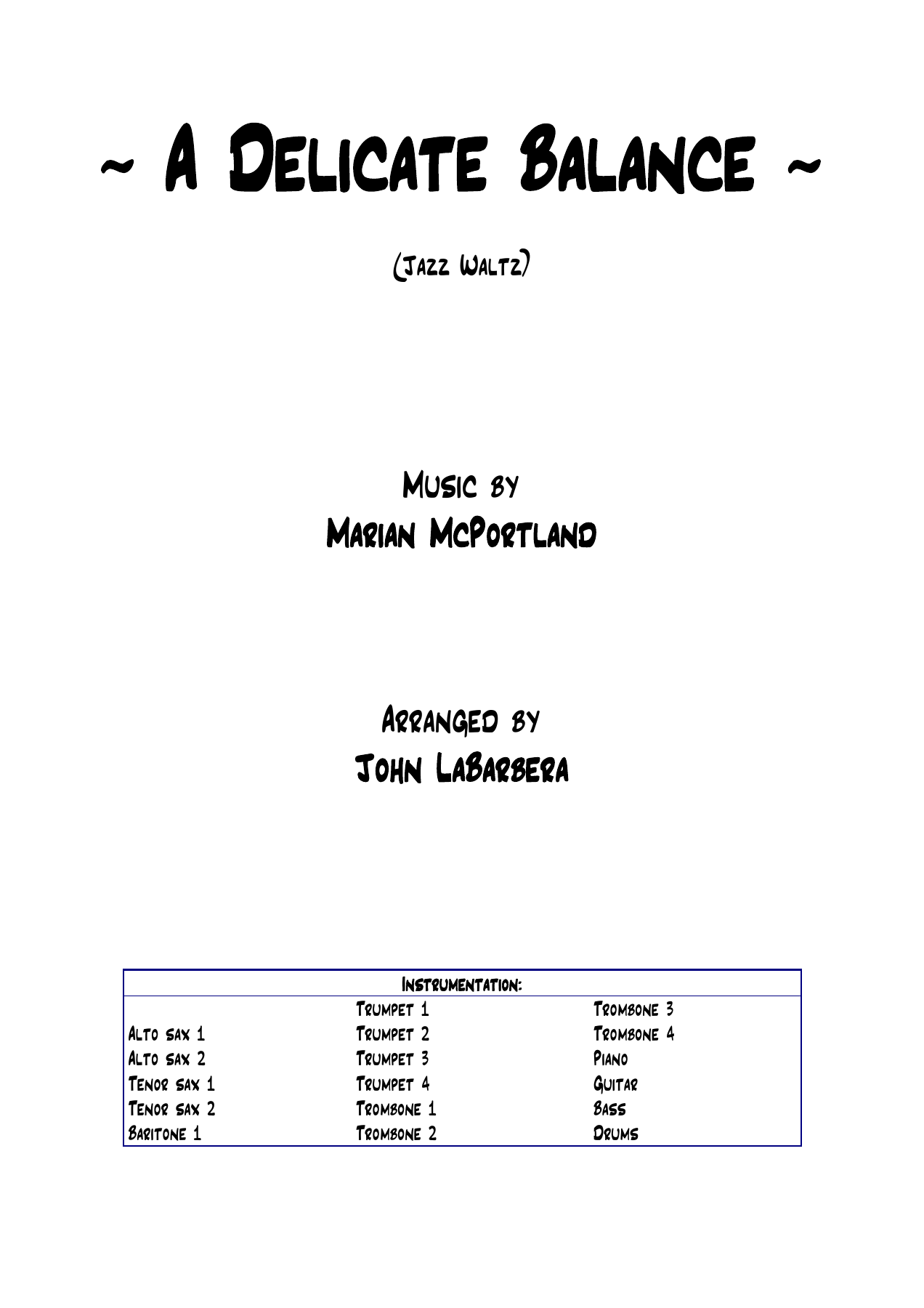 A Delicate Balance — sheet music preview