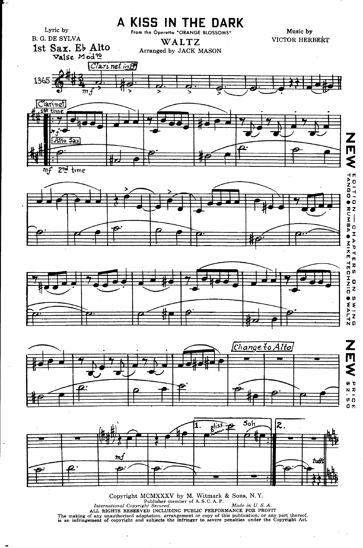 A Kiss In The Dark — sheet music preview