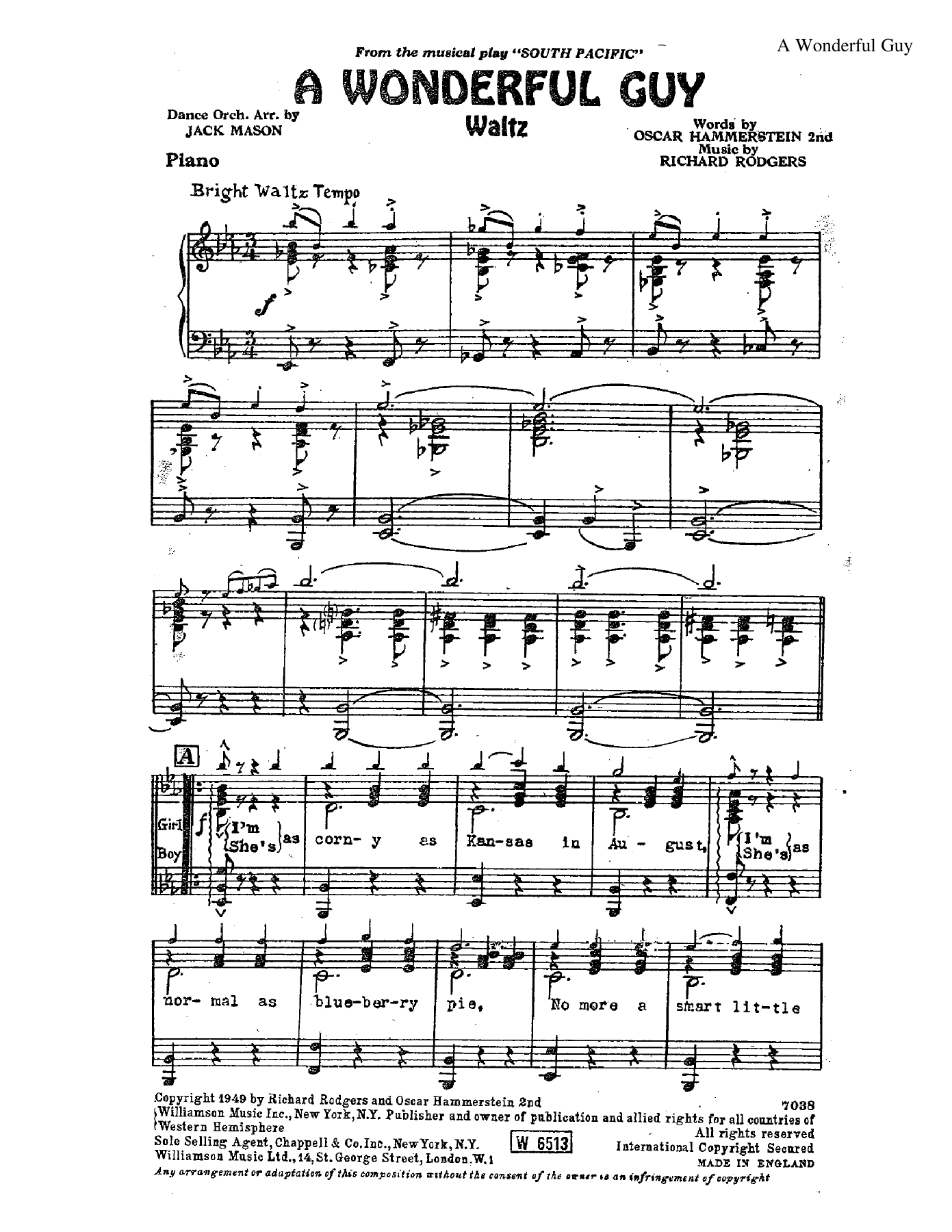 A Wonderful Guy — sheet music preview