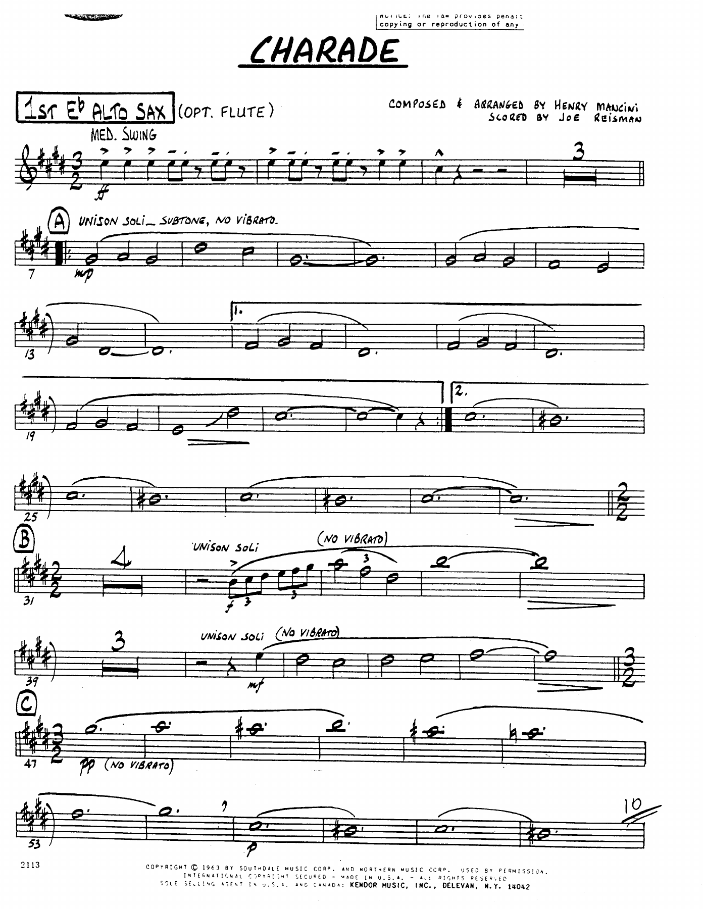 Charade — sheet music preview