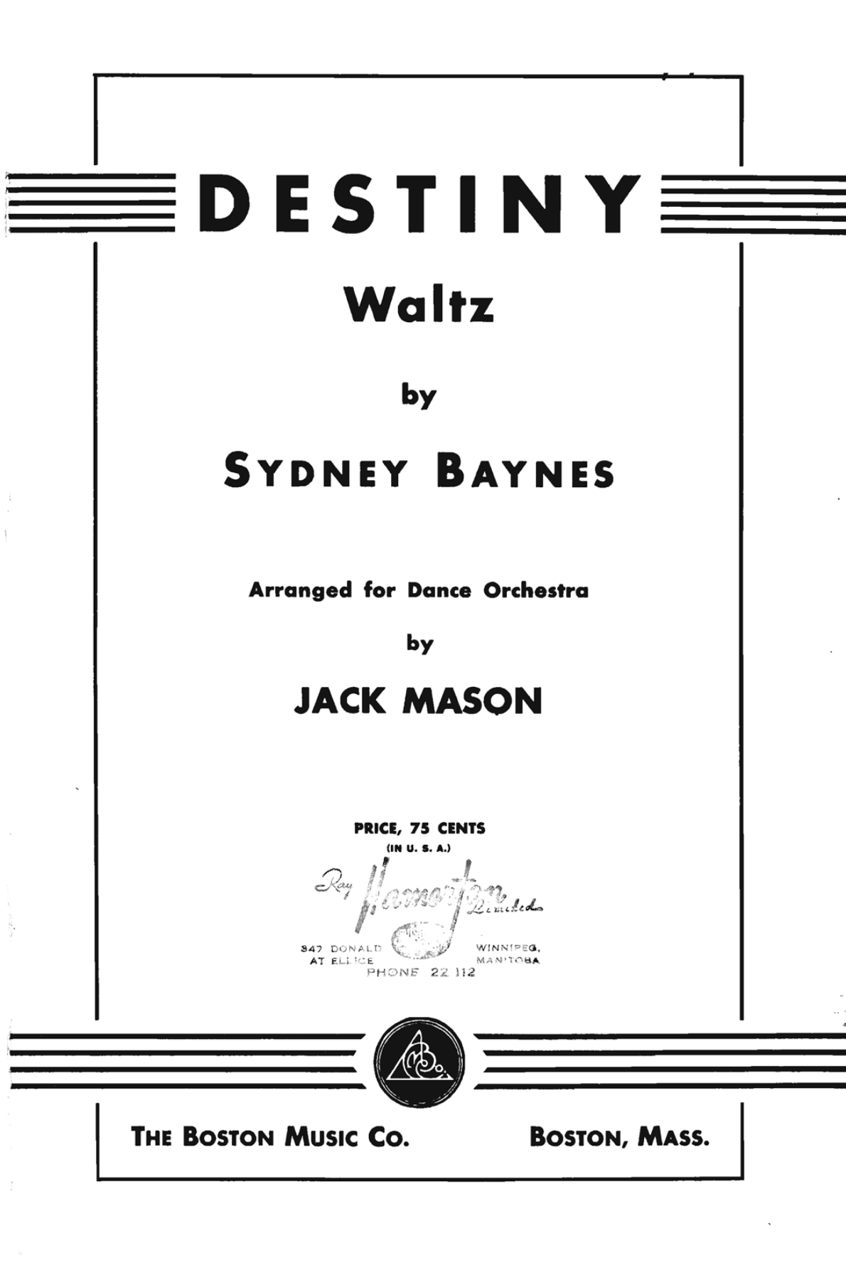 Destiny — sheet music preview