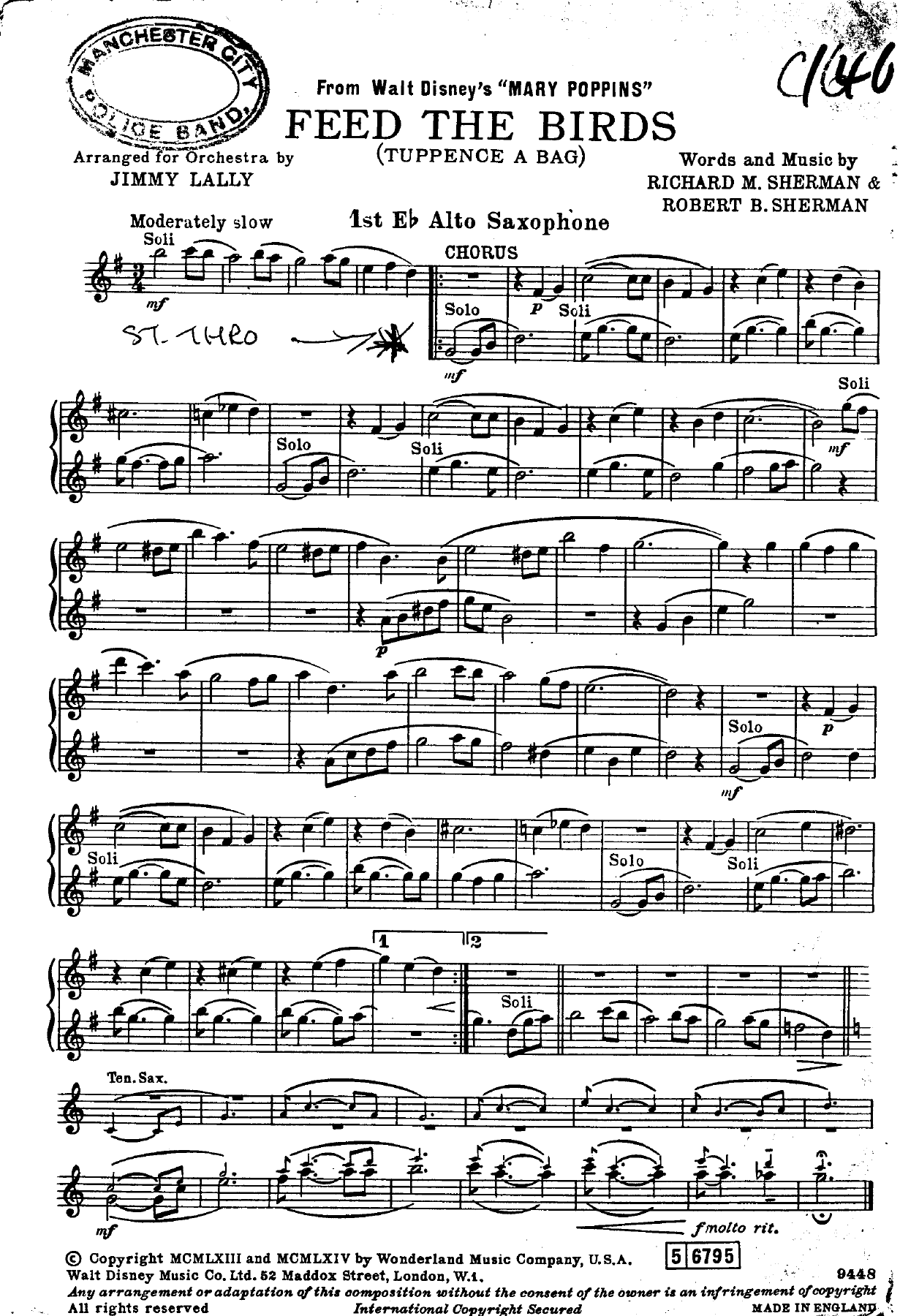 Feed The Birds — sheet music preview
