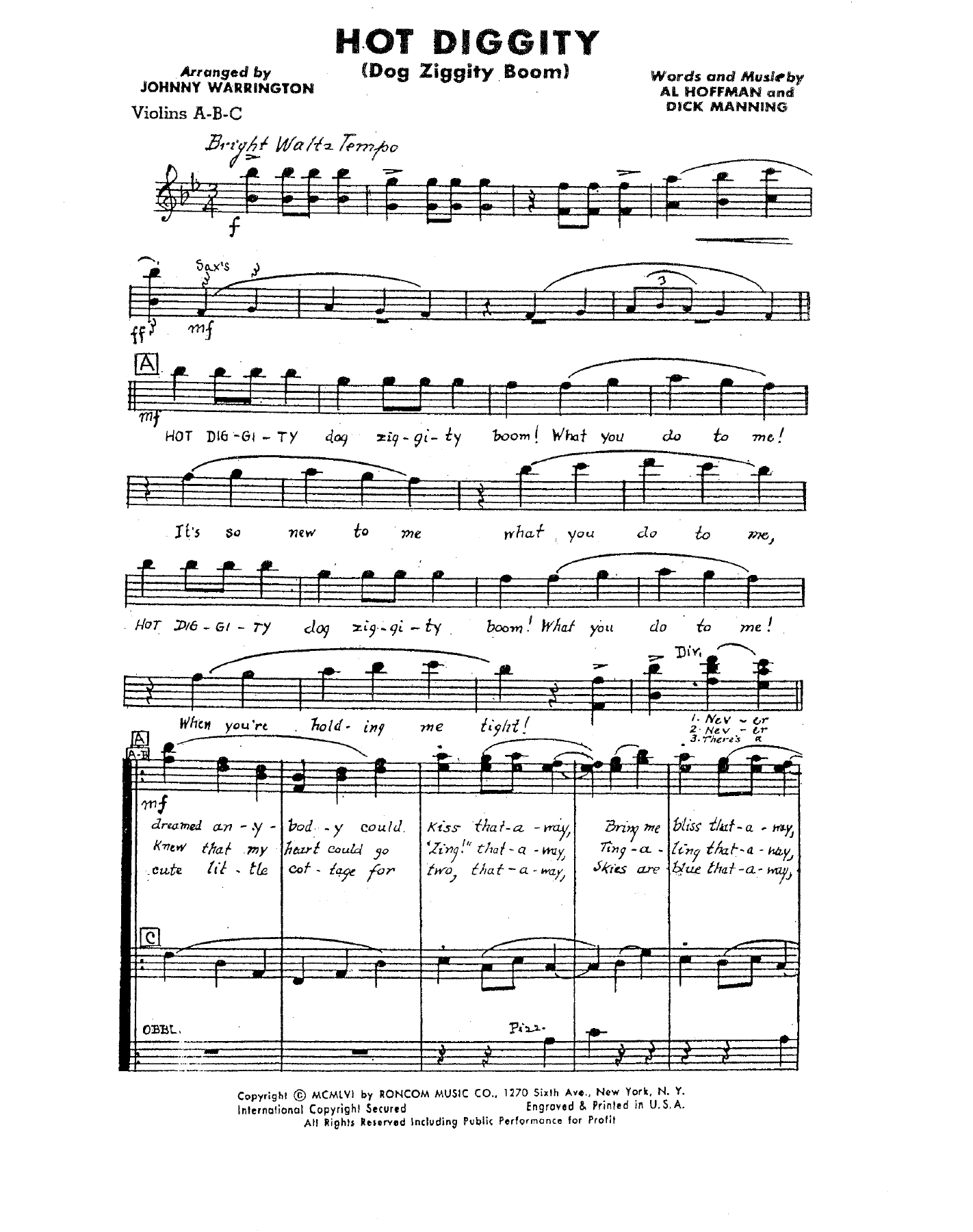 Hot Diggity — sheet music preview