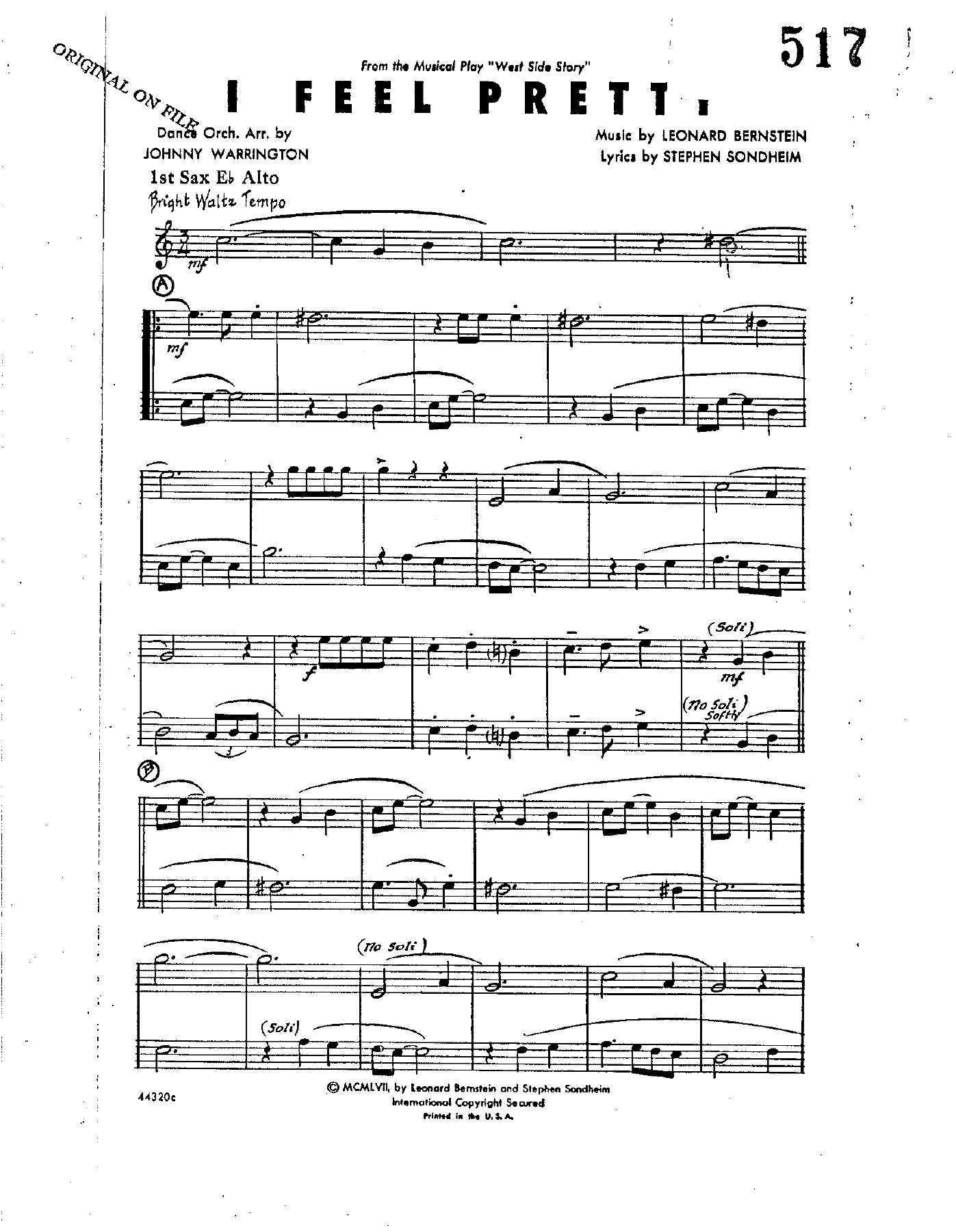I Feel Pretty — sheet music preview
