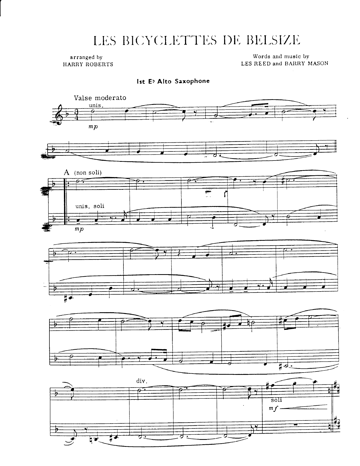 Les Bicyclettes De Belsize — sheet music preview