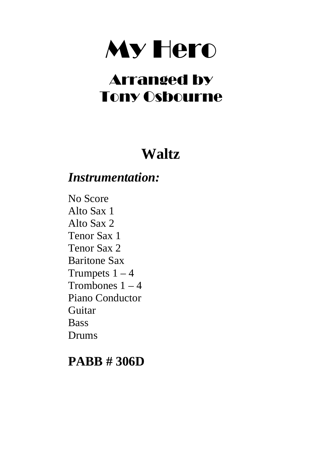 My Hero — sheet music preview