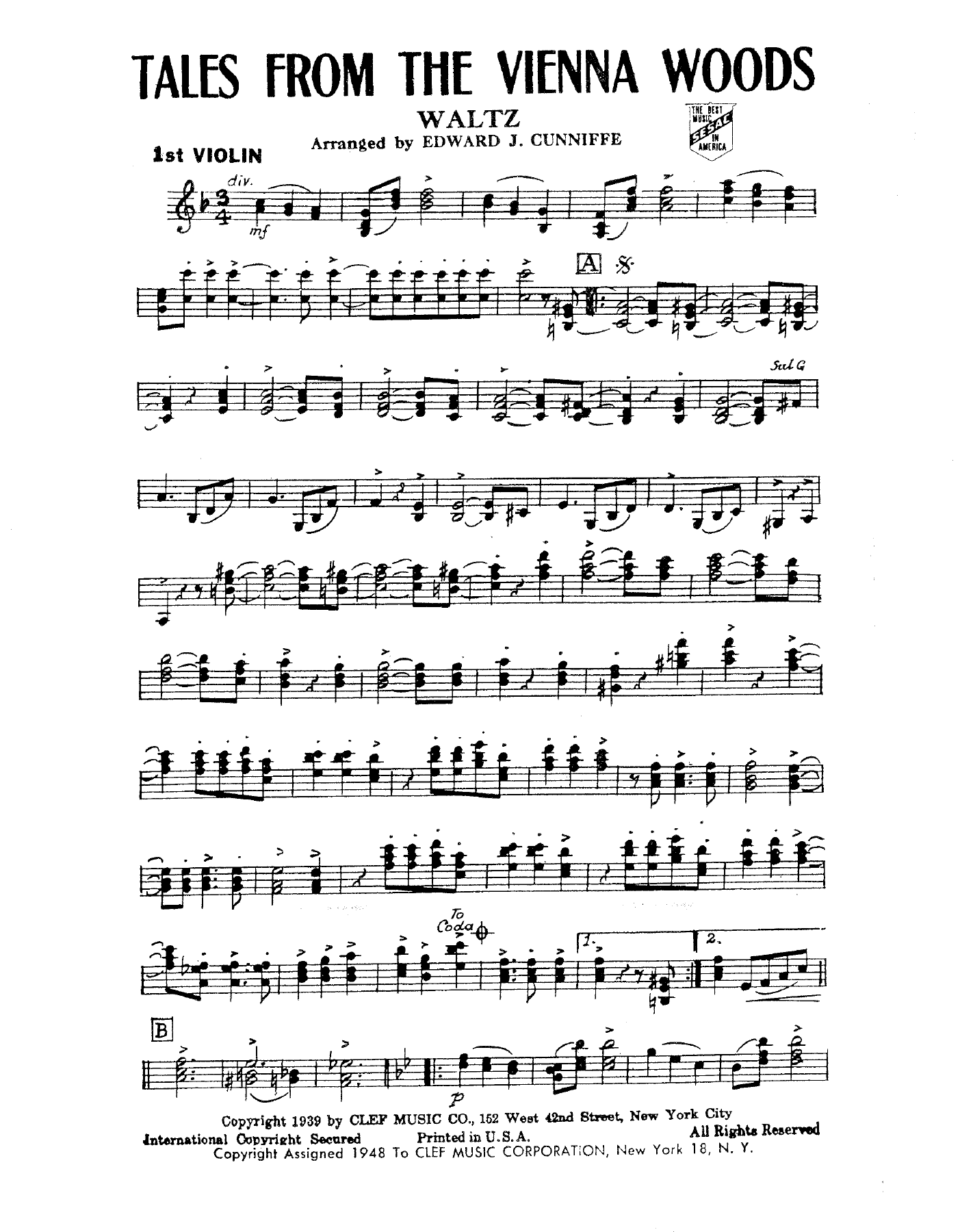 Tales From The Vienna Woods — sheet music preview