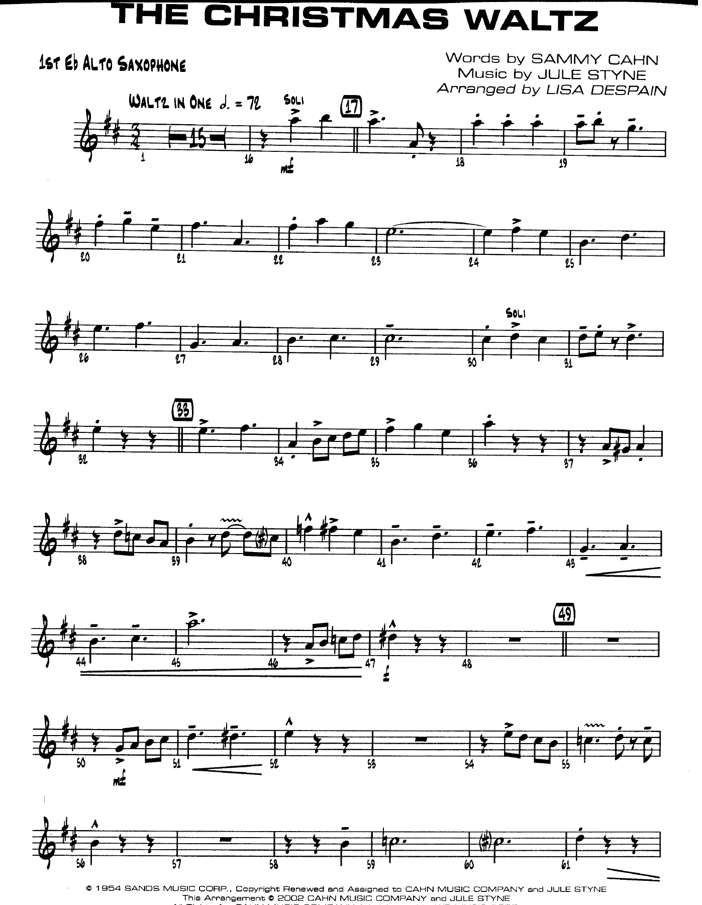The Christmas Waltz — sheet music preview