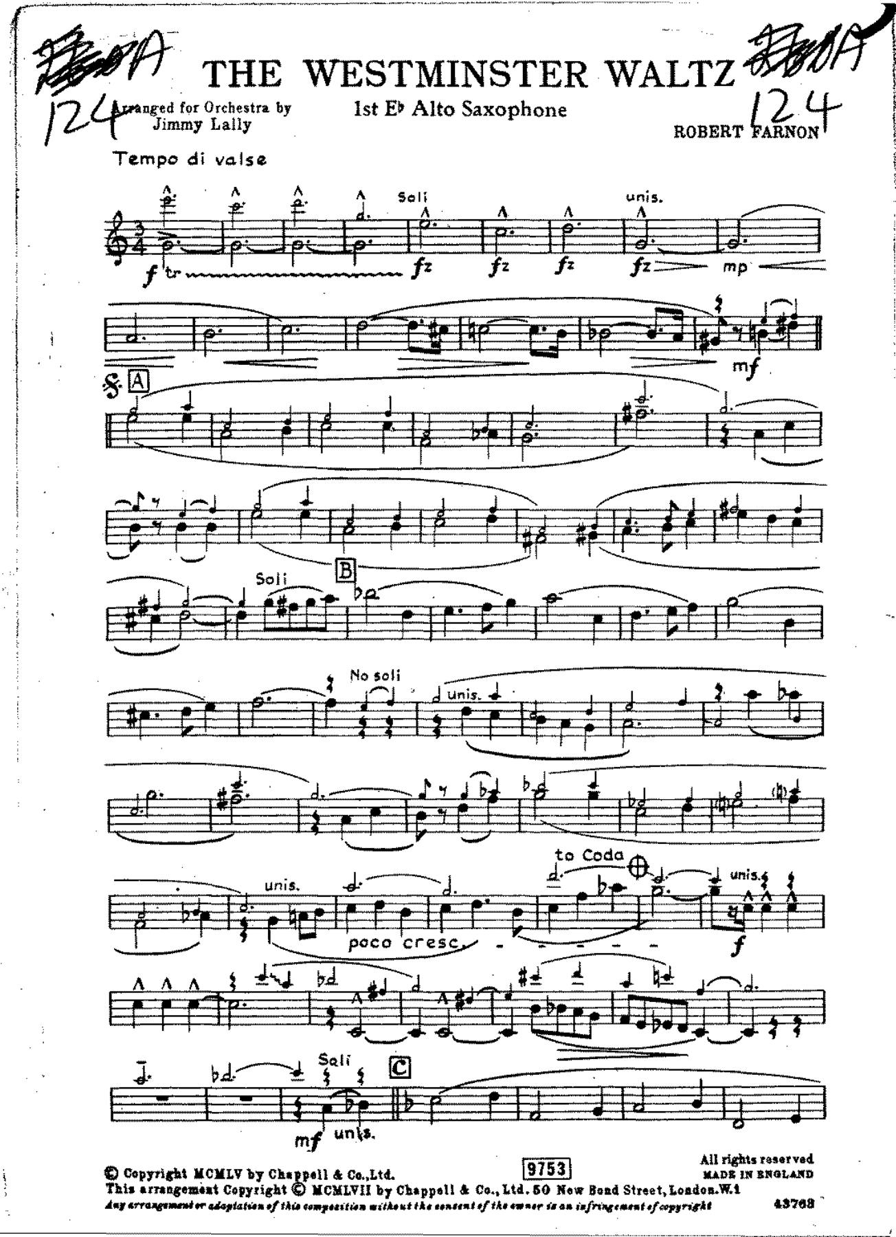 The Westminster Waltz — sheet music preview
