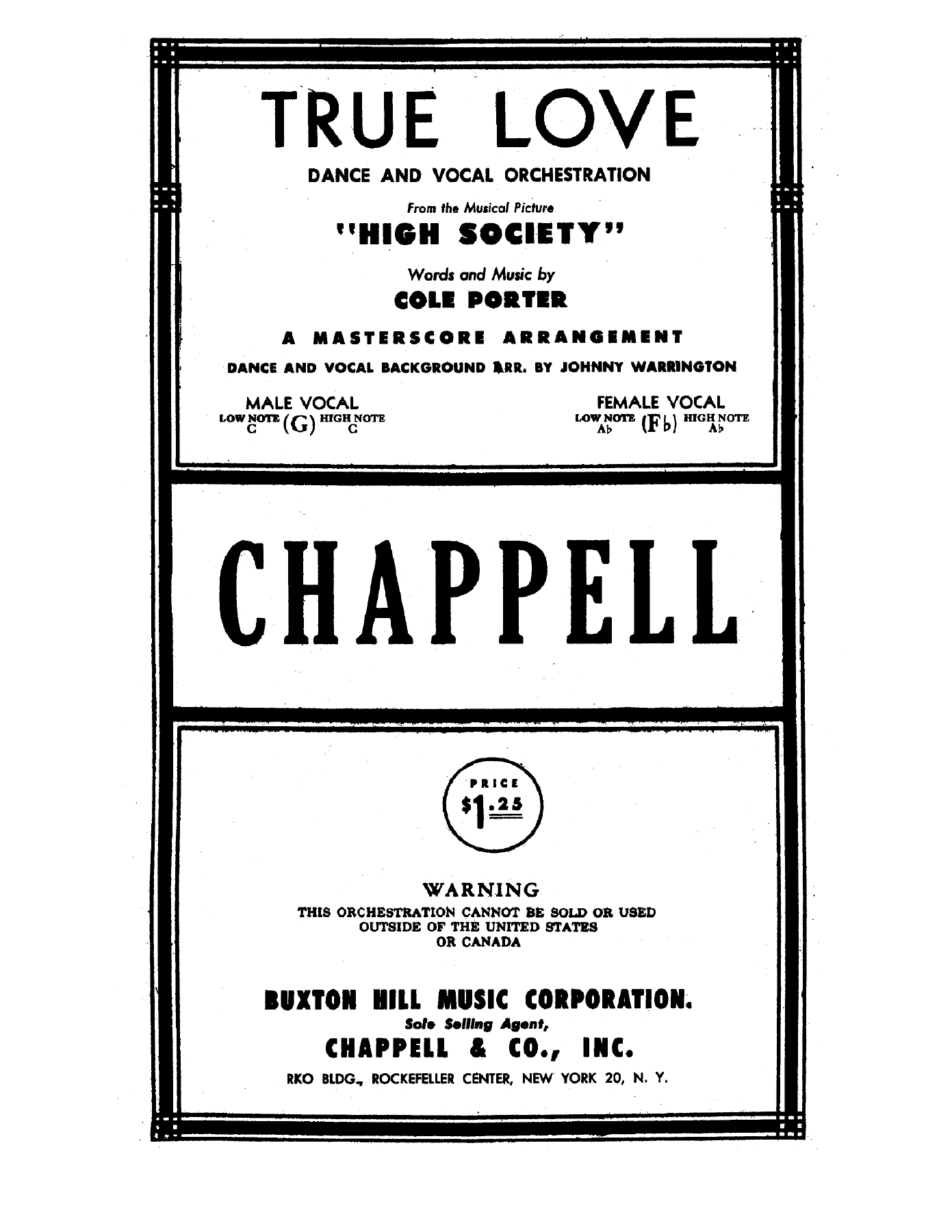 True Love — sheet music preview