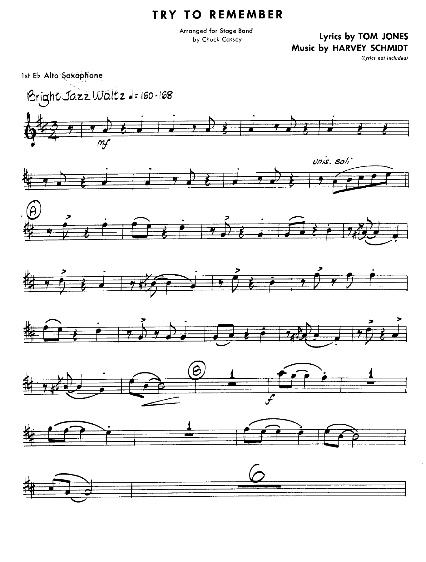 Try To Remember — sheet music preview