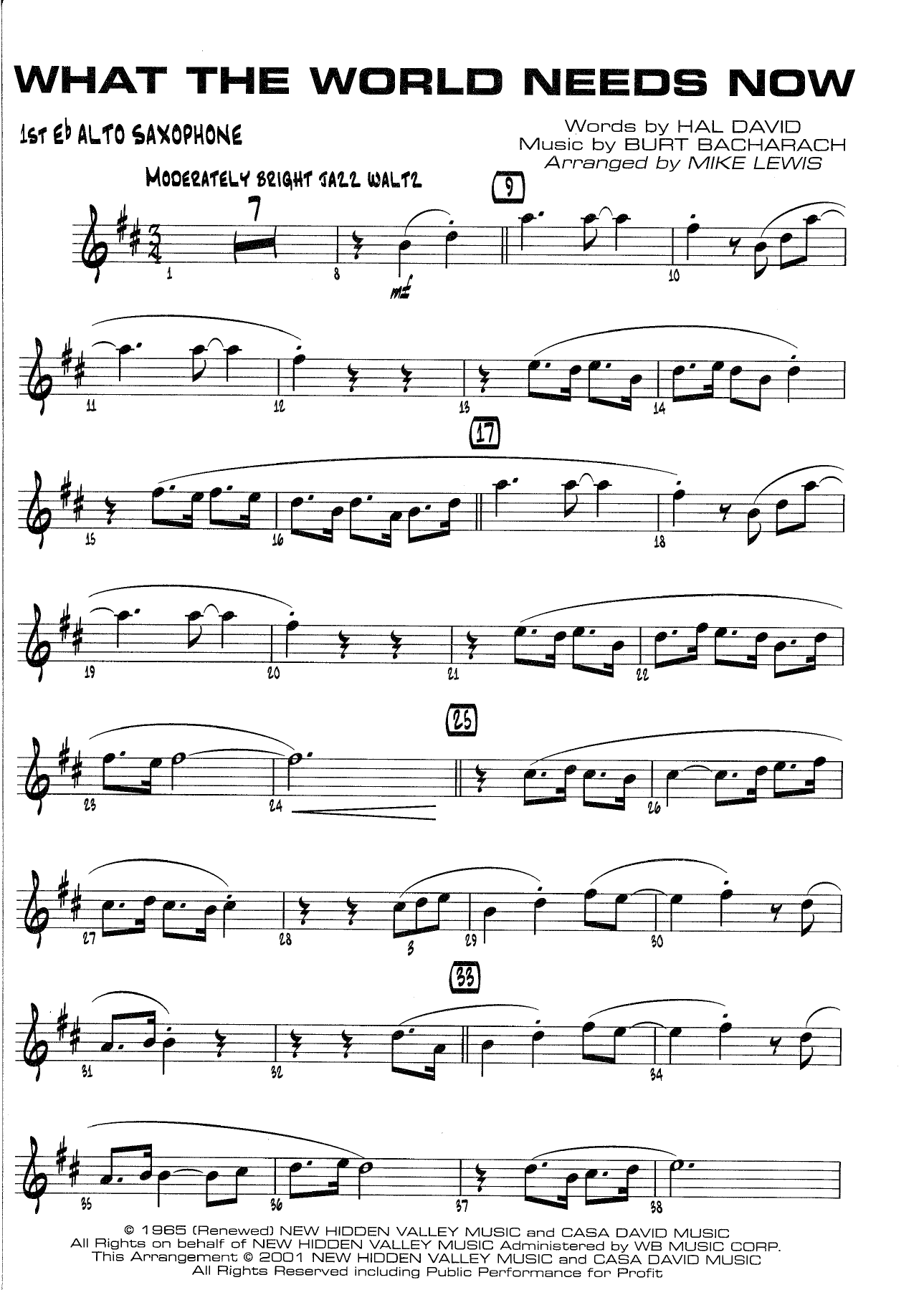 What The World Needs Now — sheet music preview